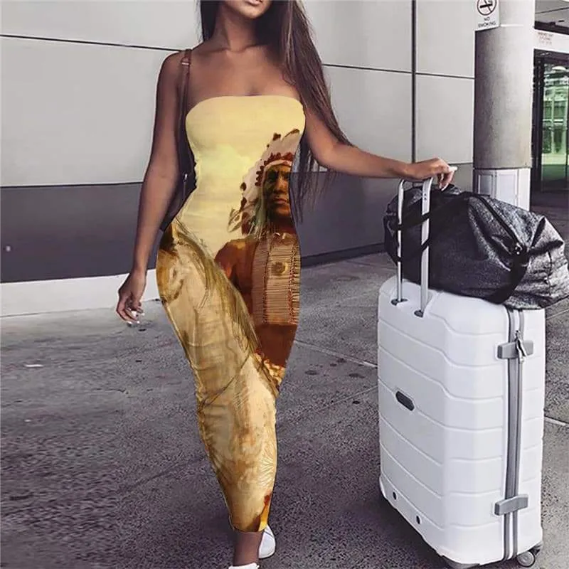 Indios Dress Women Horse Boho War Sundress Womens Clothing Elegant