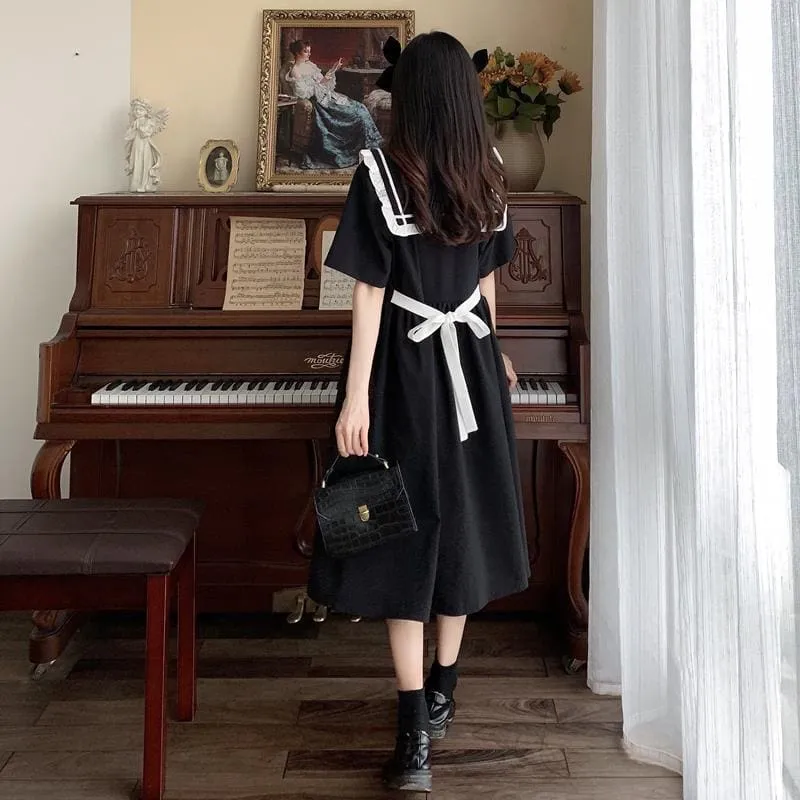 Kawaii Black Summer Bow Dress