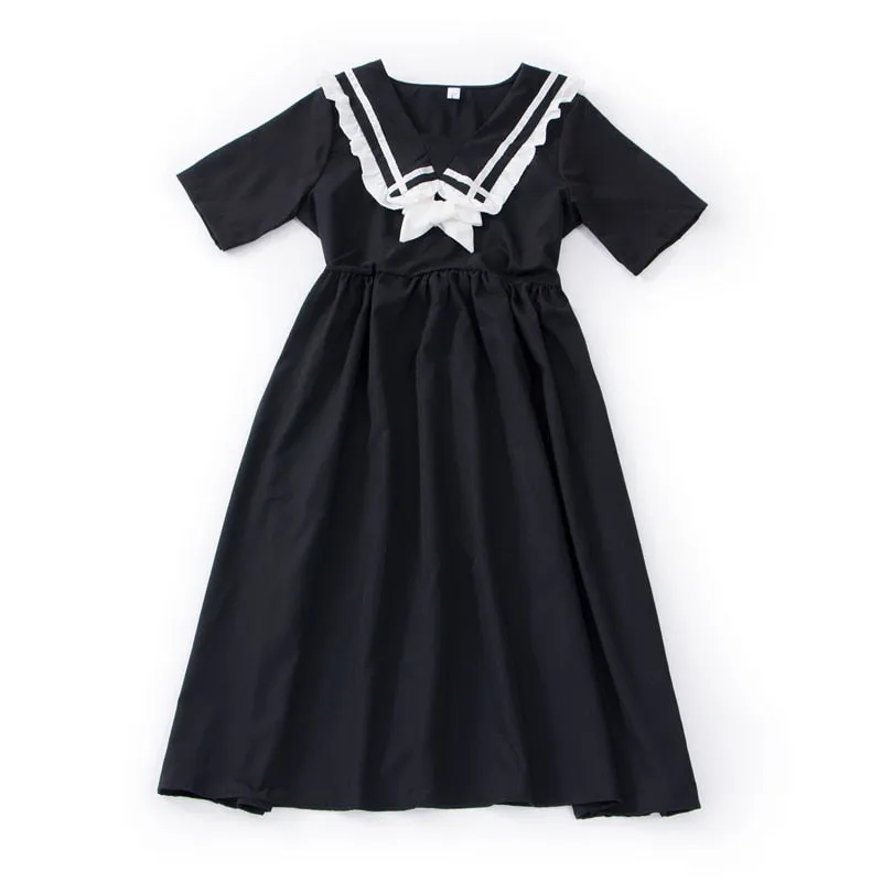 Kawaii Black Summer Bow Dress