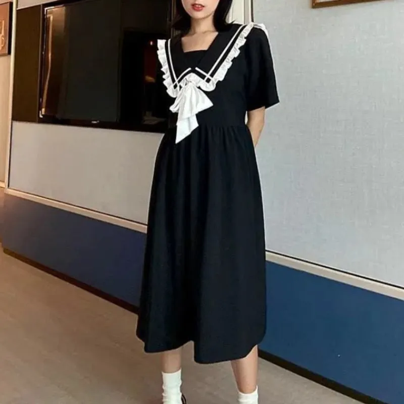 Kawaii Black Summer Bow Dress