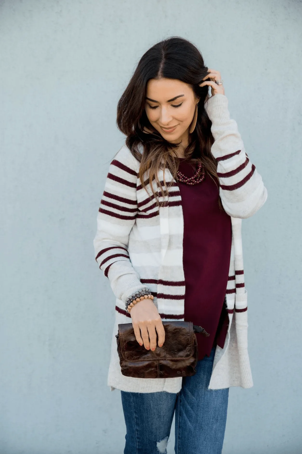 Light Grey Striped Cardigan