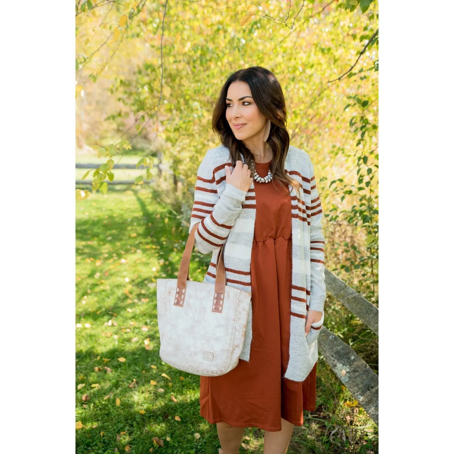 Light Grey Striped Cardigan