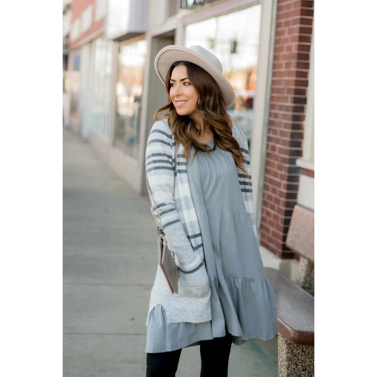 Light Grey Striped Cardigan