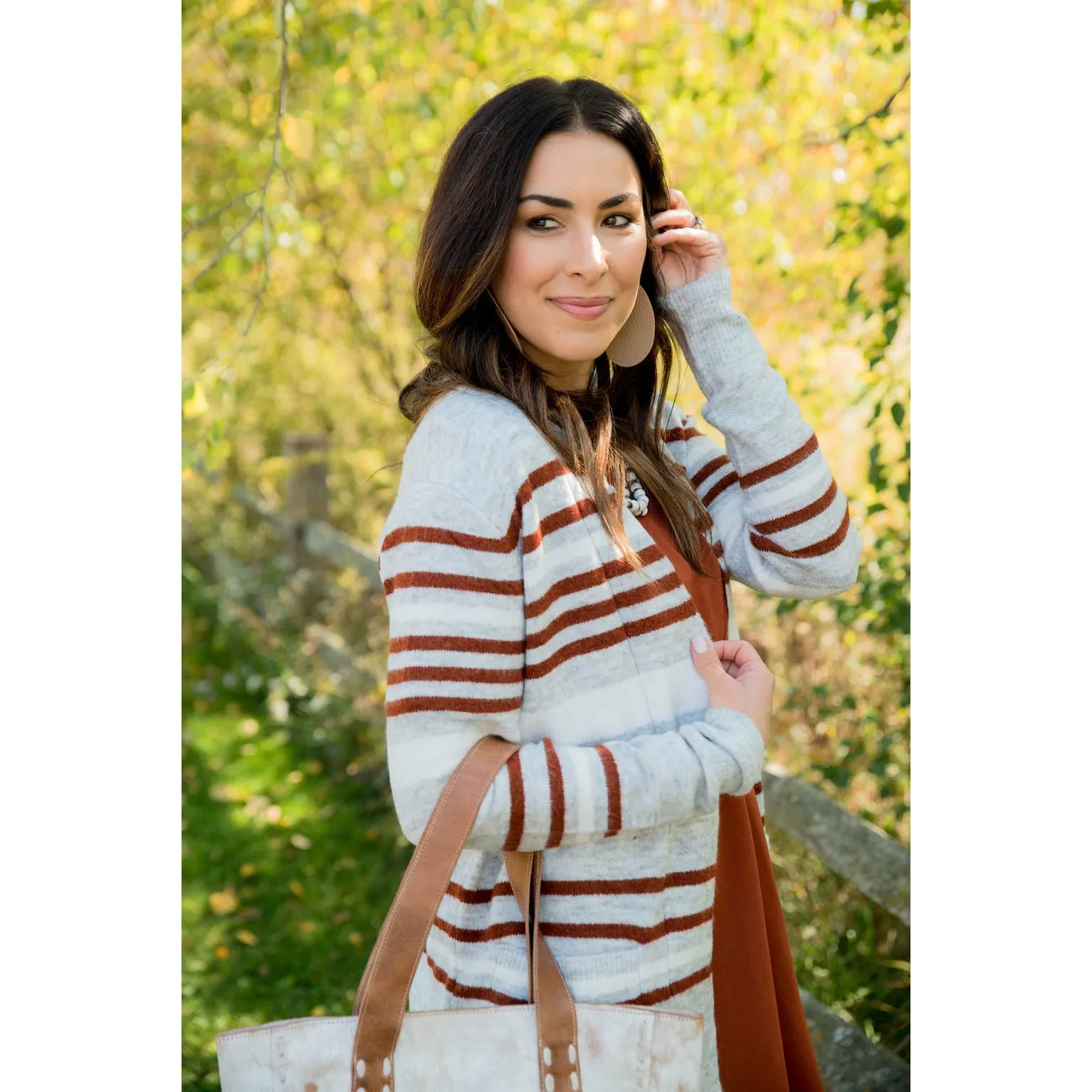 Light Grey Striped Cardigan