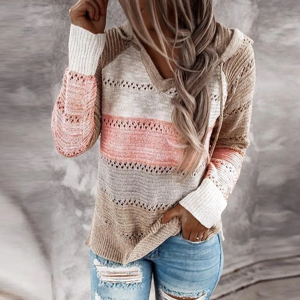 Lighweight Hoodies for Women Pullover Knit Pockets Long Sleeve Hooded Sweatshirt Jacket Hoody Light Weight Drop Shoulder