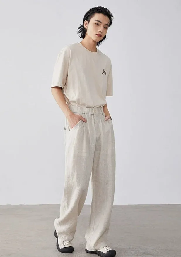 Linen High-Waisted Straight Fit Trousers