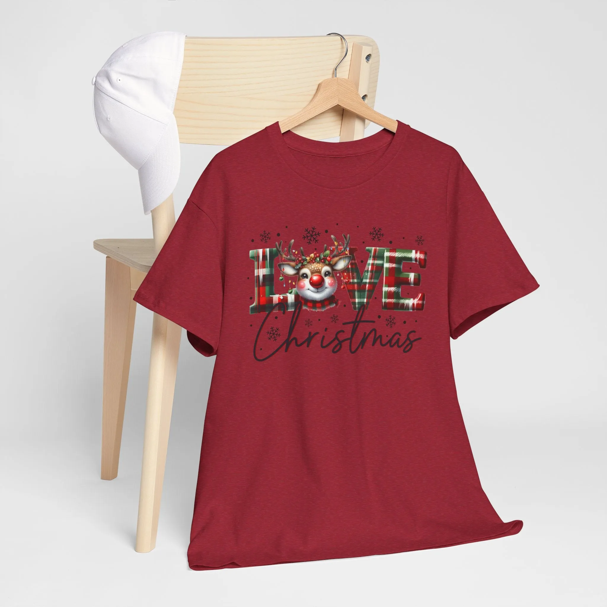 Love Christmas Heavy Cotton Tee - Festive and Comfortable Holiday Apparel