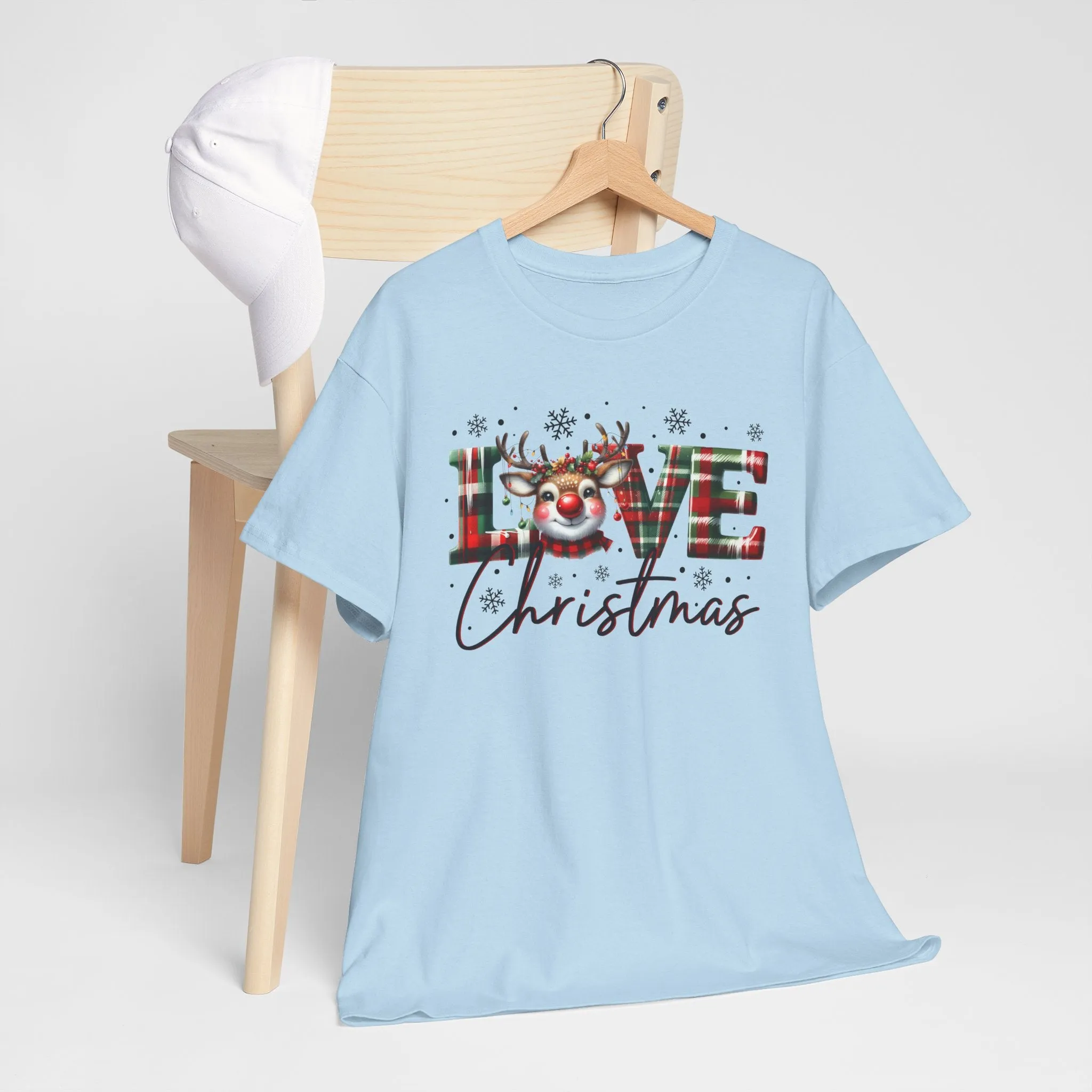 Love Christmas Heavy Cotton Tee - Festive and Comfortable Holiday Apparel