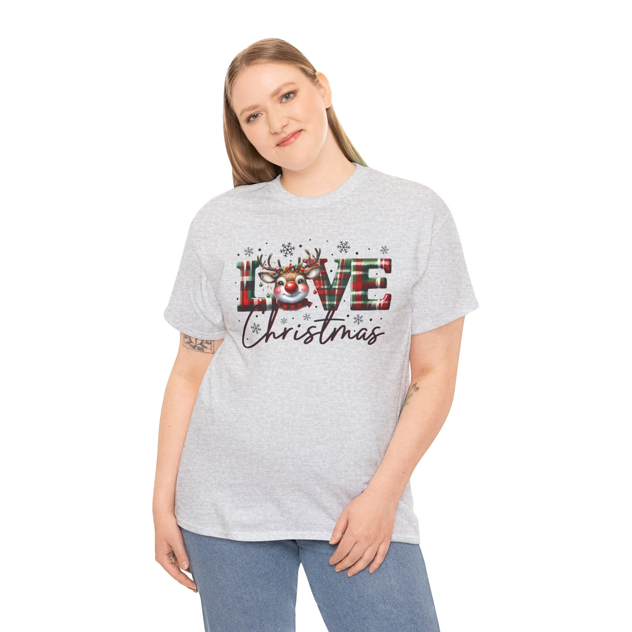 Love Christmas Heavy Cotton Tee - Festive and Comfortable Holiday Apparel