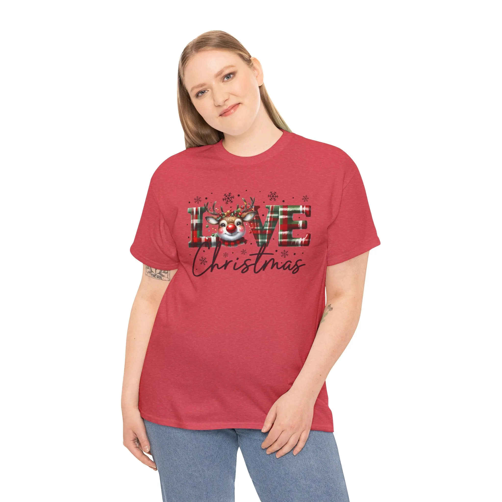Love Christmas Heavy Cotton Tee - Festive and Comfortable Holiday Apparel