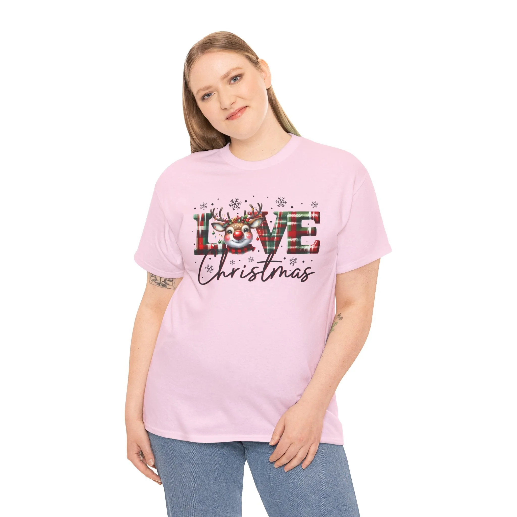 Love Christmas Heavy Cotton Tee - Festive and Comfortable Holiday Apparel