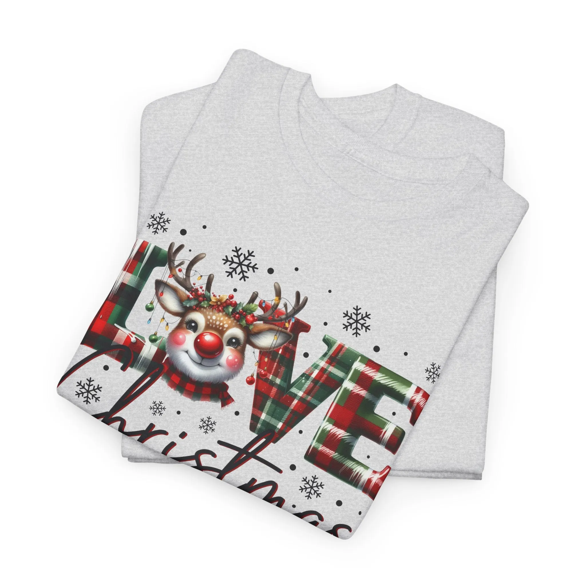 Love Christmas Heavy Cotton Tee - Festive and Comfortable Holiday Apparel