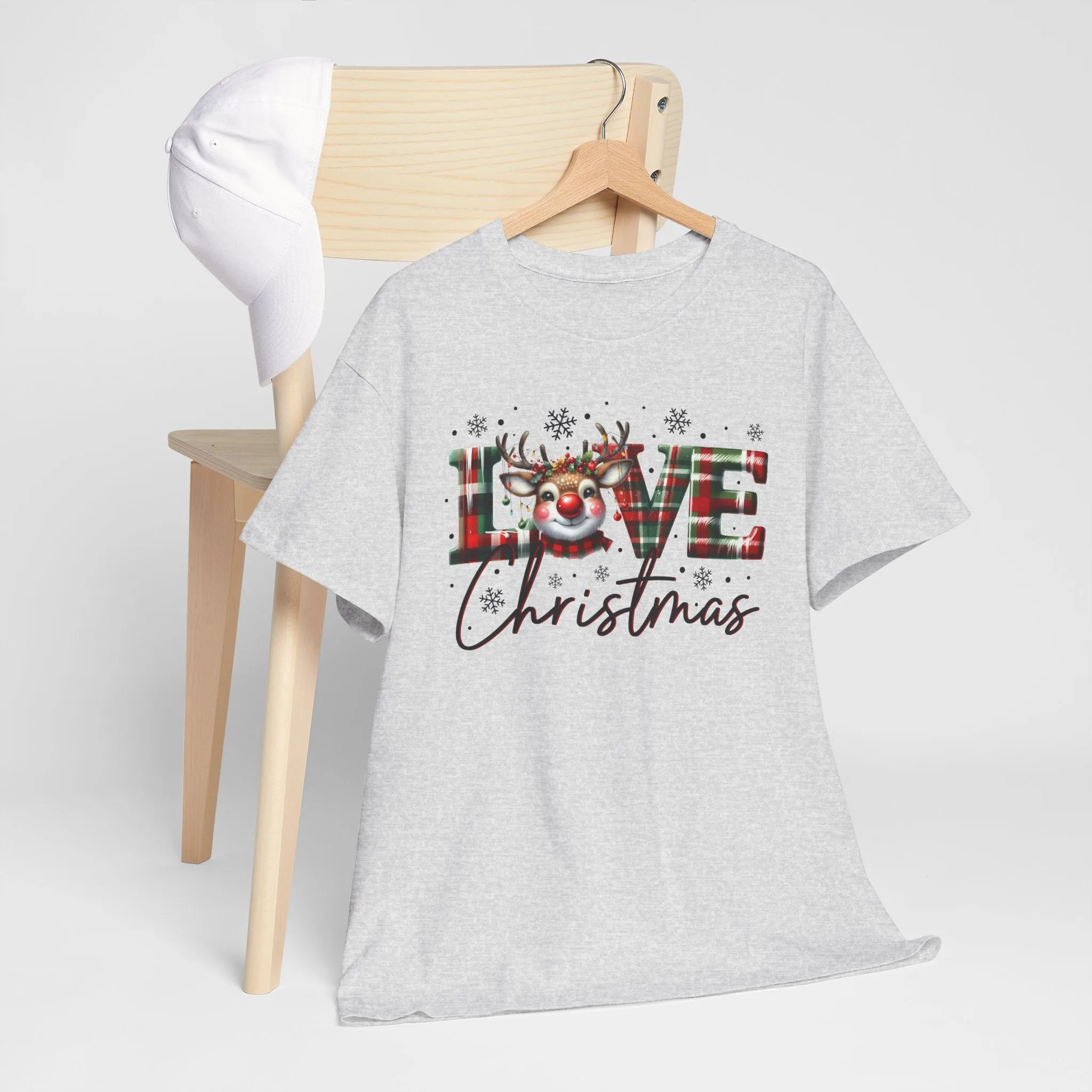 Love Christmas Heavy Cotton Tee - Festive and Comfortable Holiday Apparel