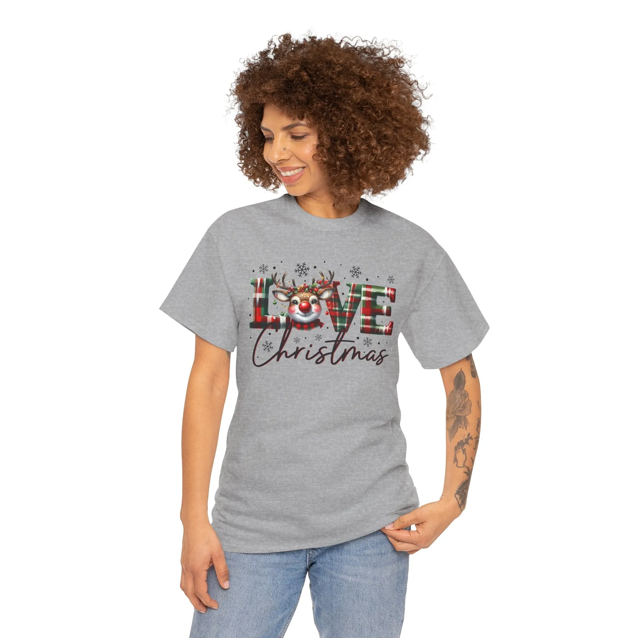 Love Christmas Heavy Cotton Tee - Festive and Comfortable Holiday Apparel