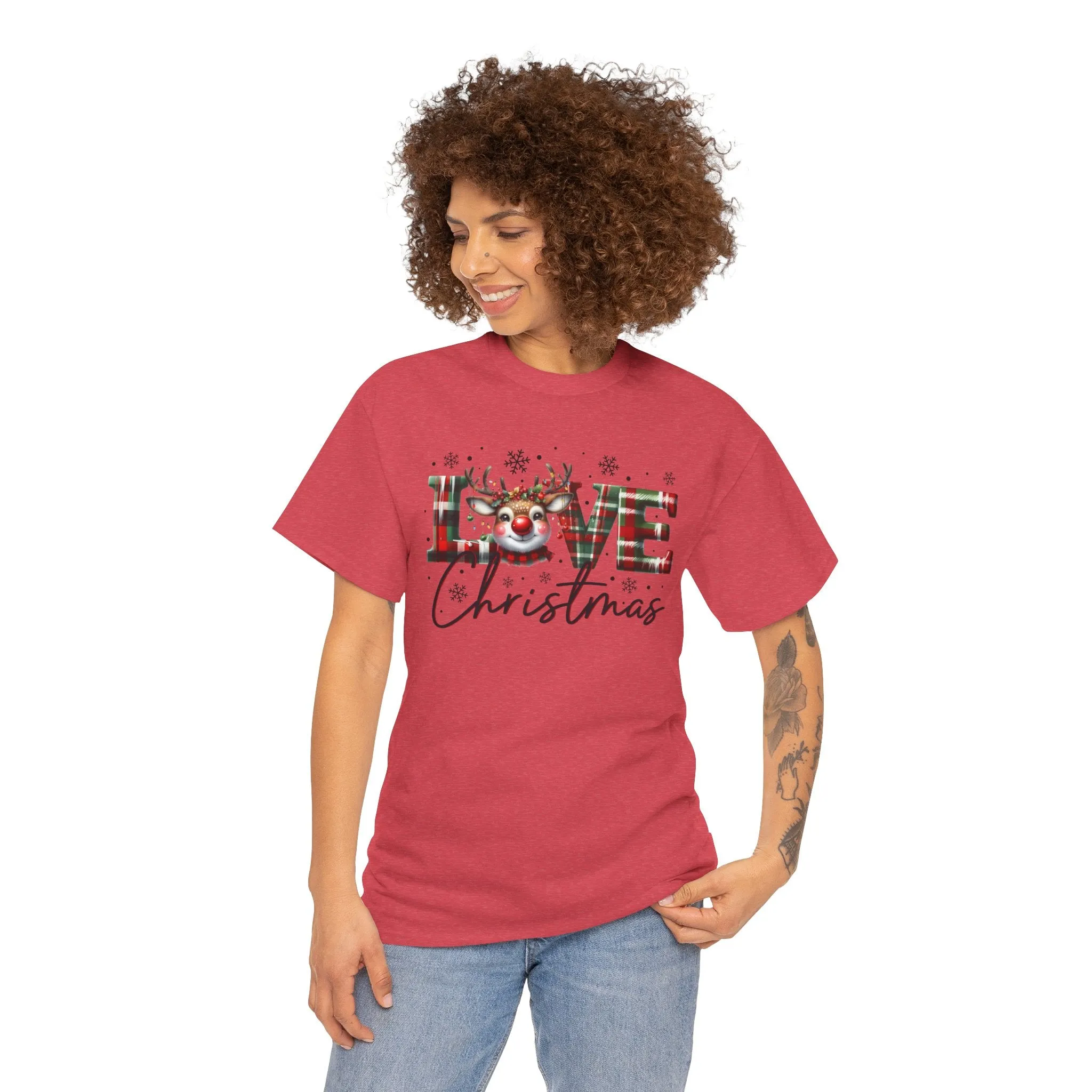 Love Christmas Heavy Cotton Tee - Festive and Comfortable Holiday Apparel