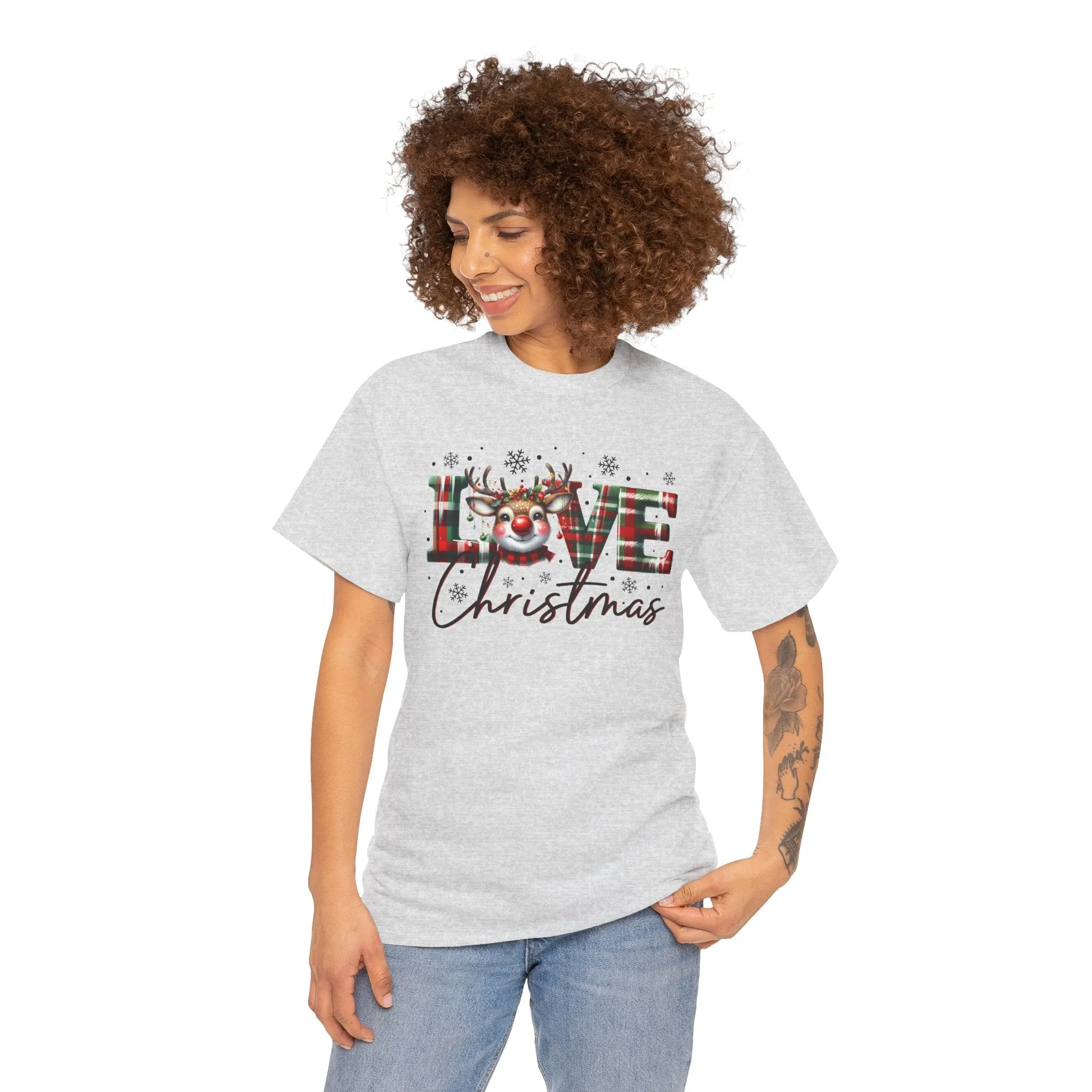 Love Christmas Heavy Cotton Tee - Festive and Comfortable Holiday Apparel