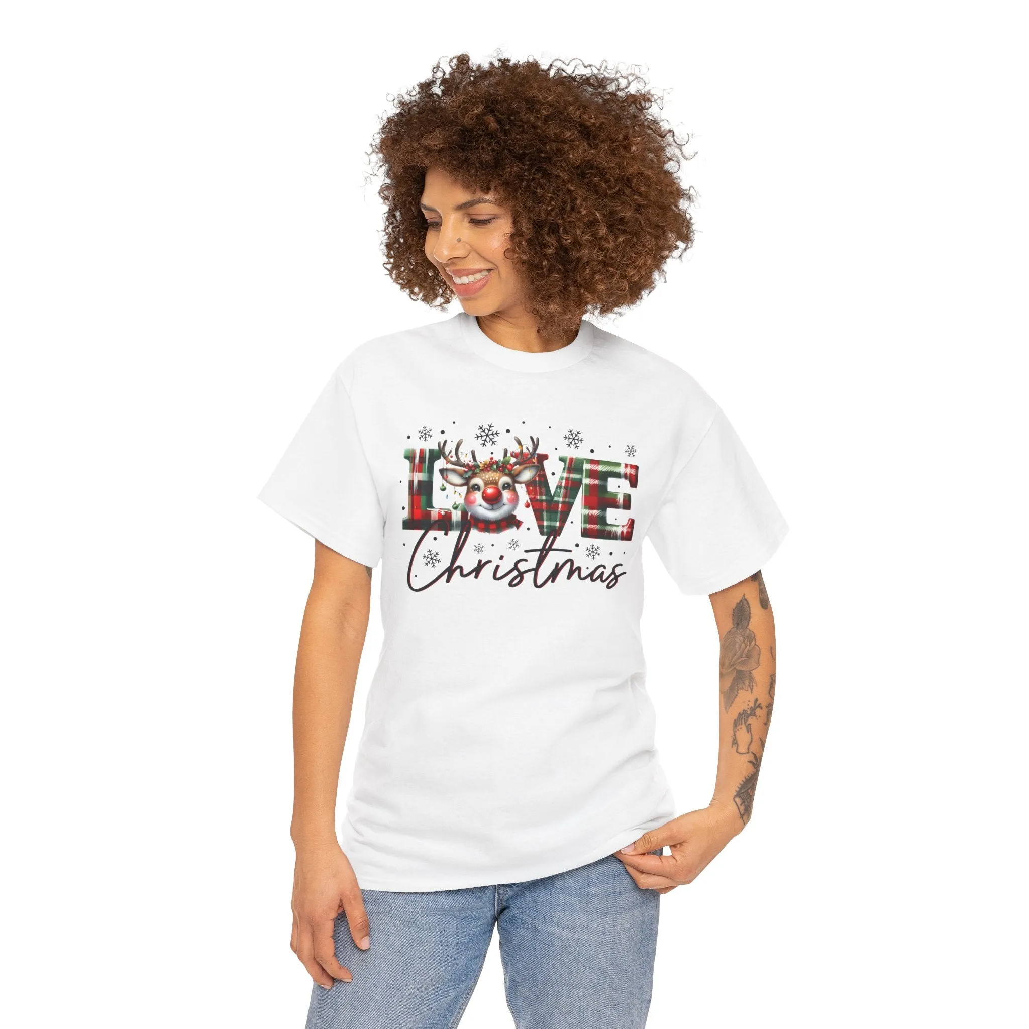 Love Christmas Heavy Cotton Tee - Festive and Comfortable Holiday Apparel