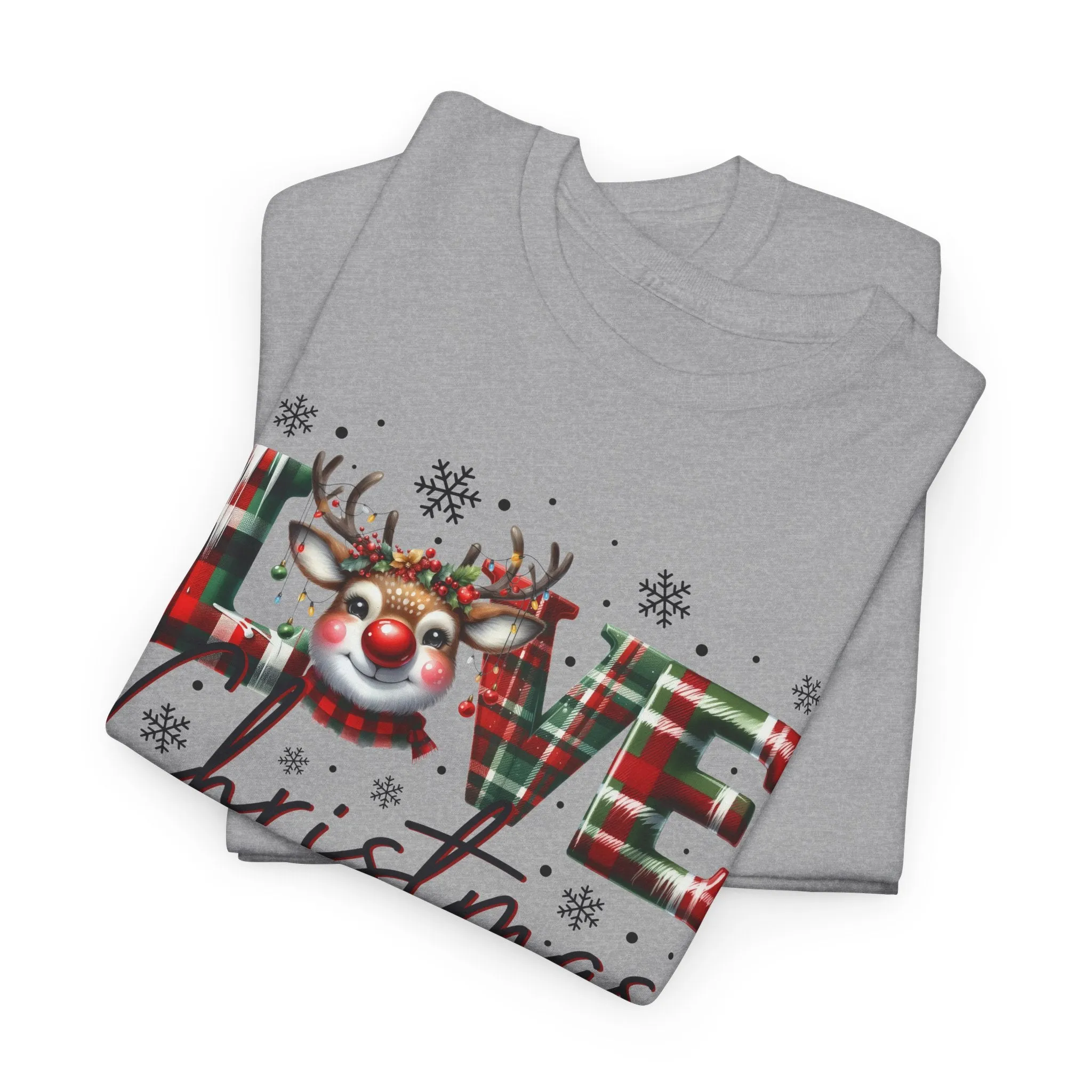 Love Christmas Heavy Cotton Tee - Festive and Comfortable Holiday Apparel