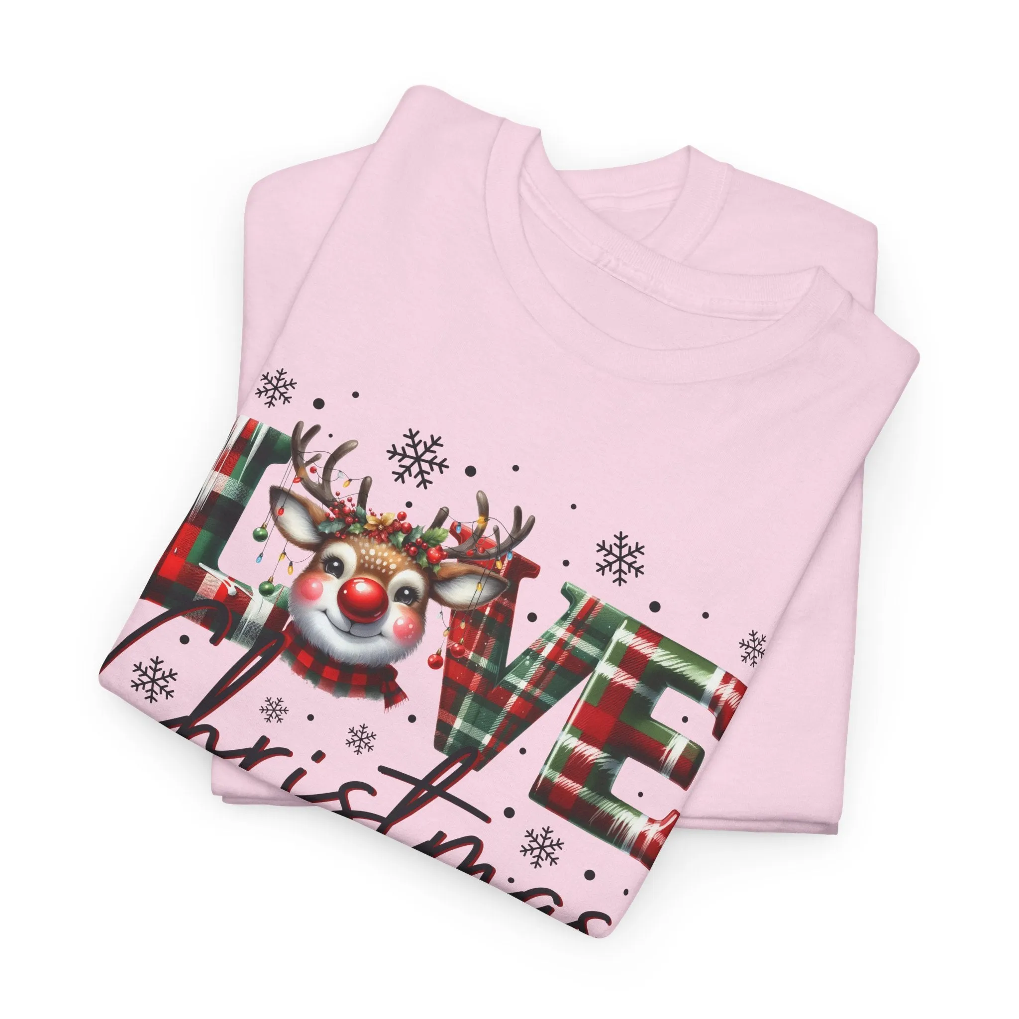 Love Christmas Heavy Cotton Tee - Festive and Comfortable Holiday Apparel