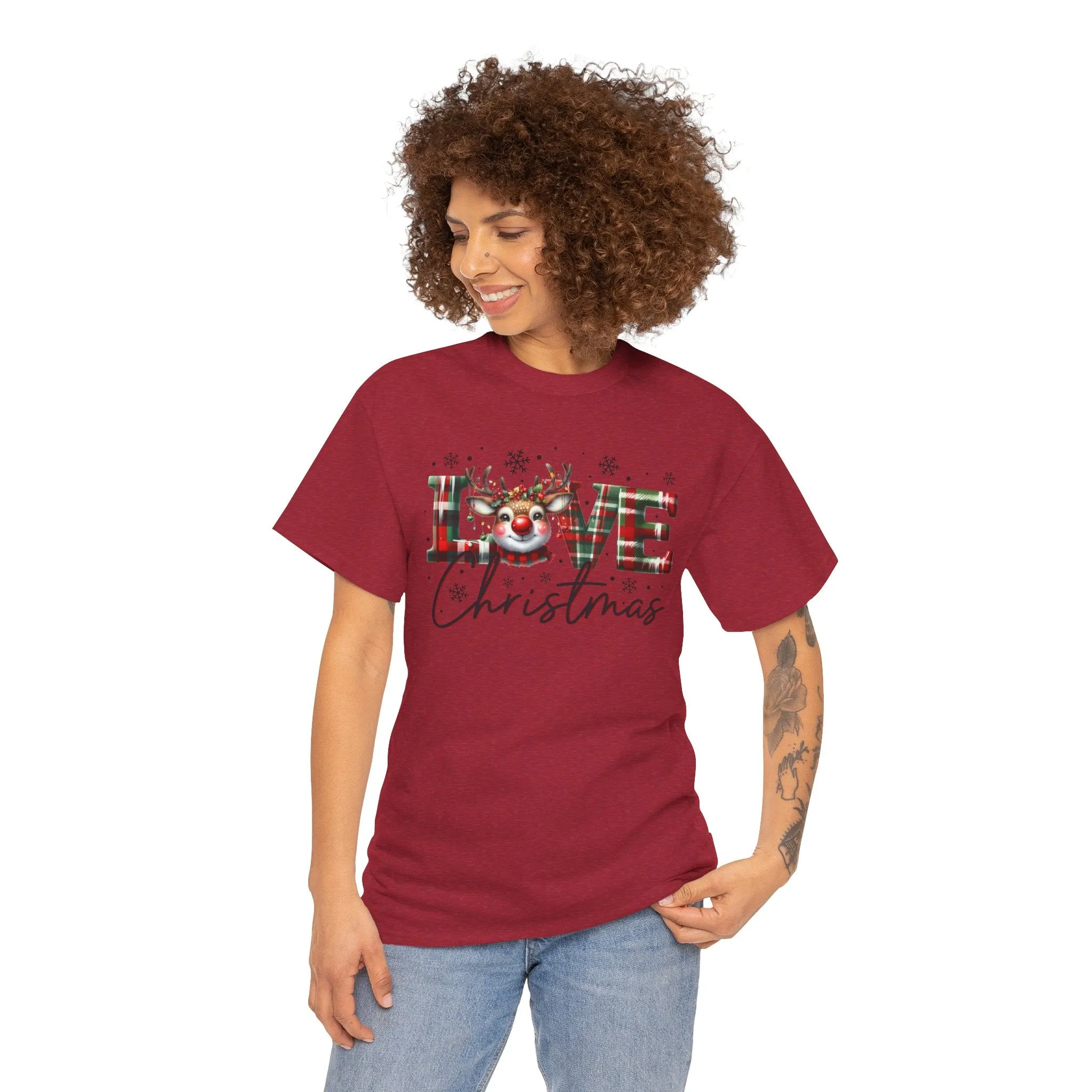 Love Christmas Heavy Cotton Tee - Festive and Comfortable Holiday Apparel