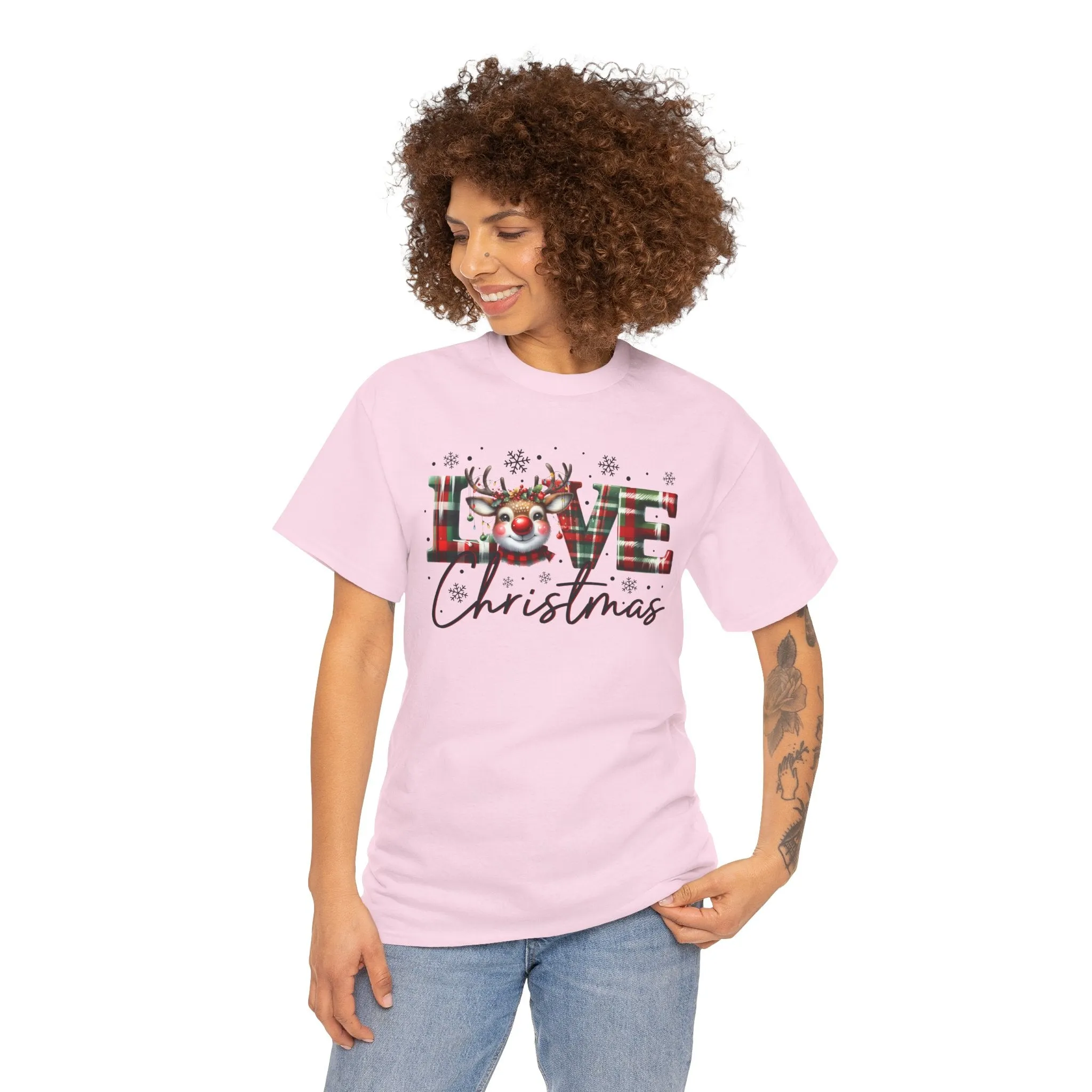 Love Christmas Heavy Cotton Tee - Festive and Comfortable Holiday Apparel