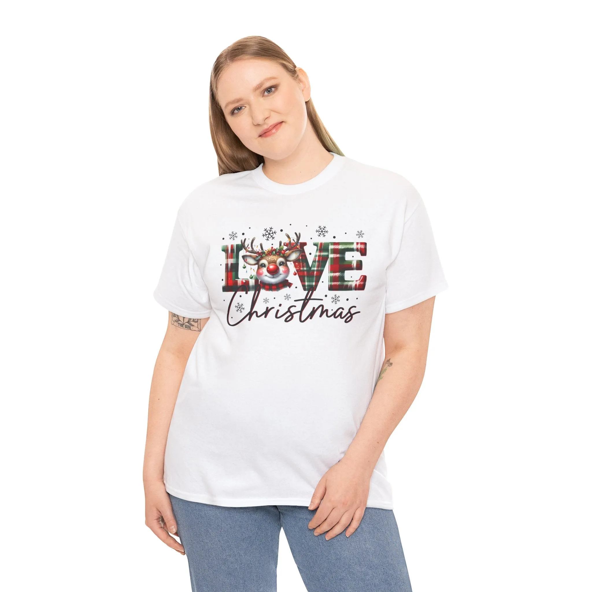 Love Christmas Heavy Cotton Tee - Festive and Comfortable Holiday Apparel