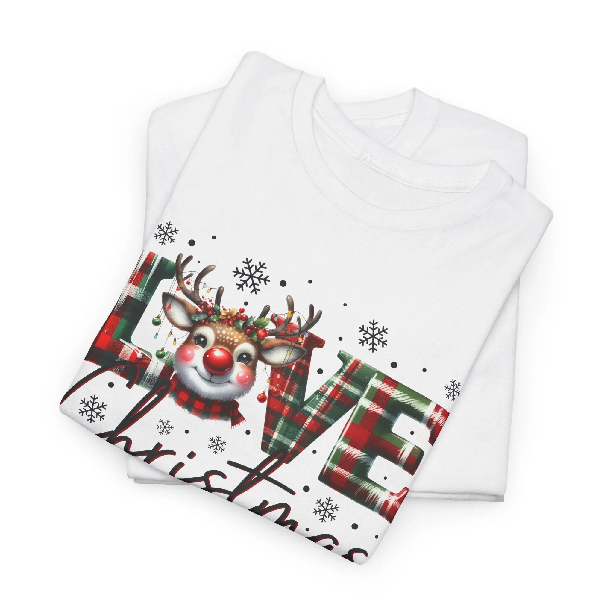 Love Christmas Heavy Cotton Tee - Festive and Comfortable Holiday Apparel