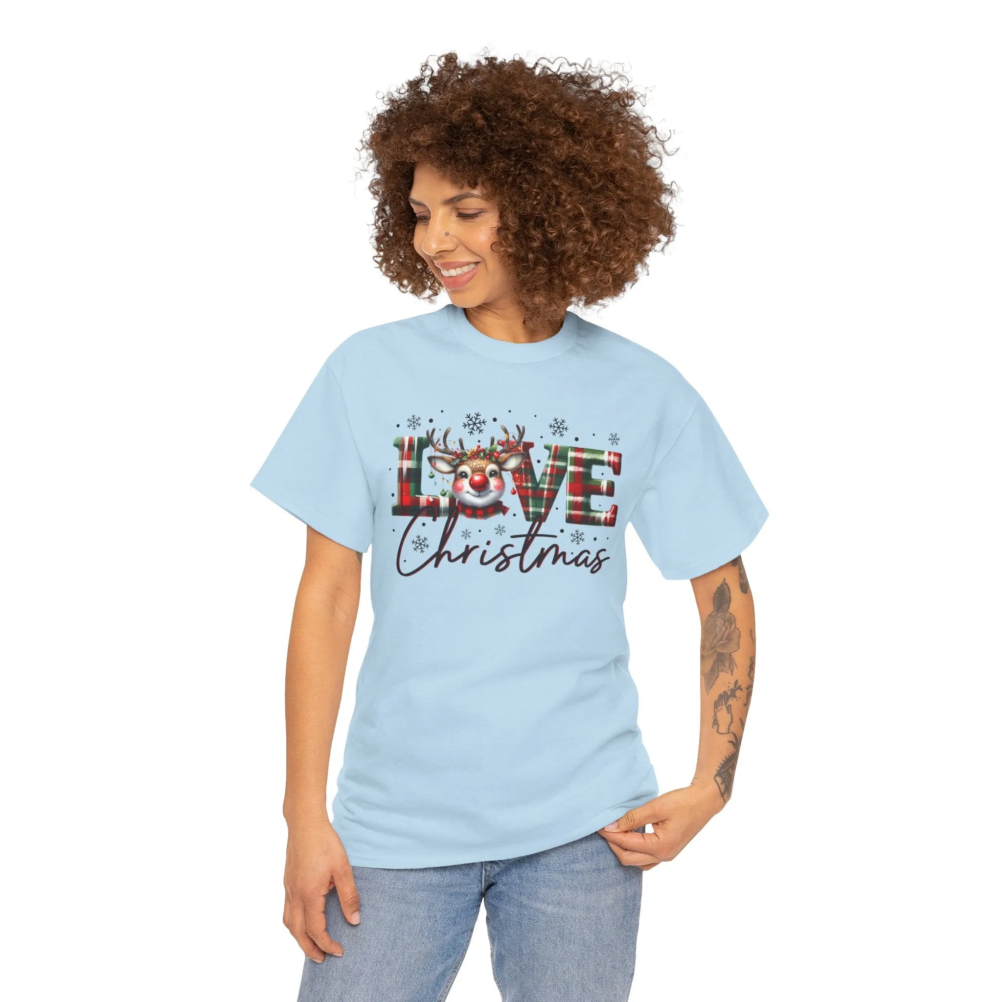 Love Christmas Heavy Cotton Tee - Festive and Comfortable Holiday Apparel