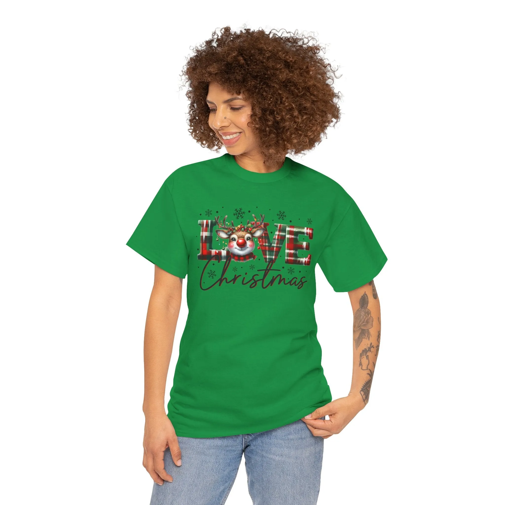Love Christmas Heavy Cotton Tee - Festive and Comfortable Holiday Apparel