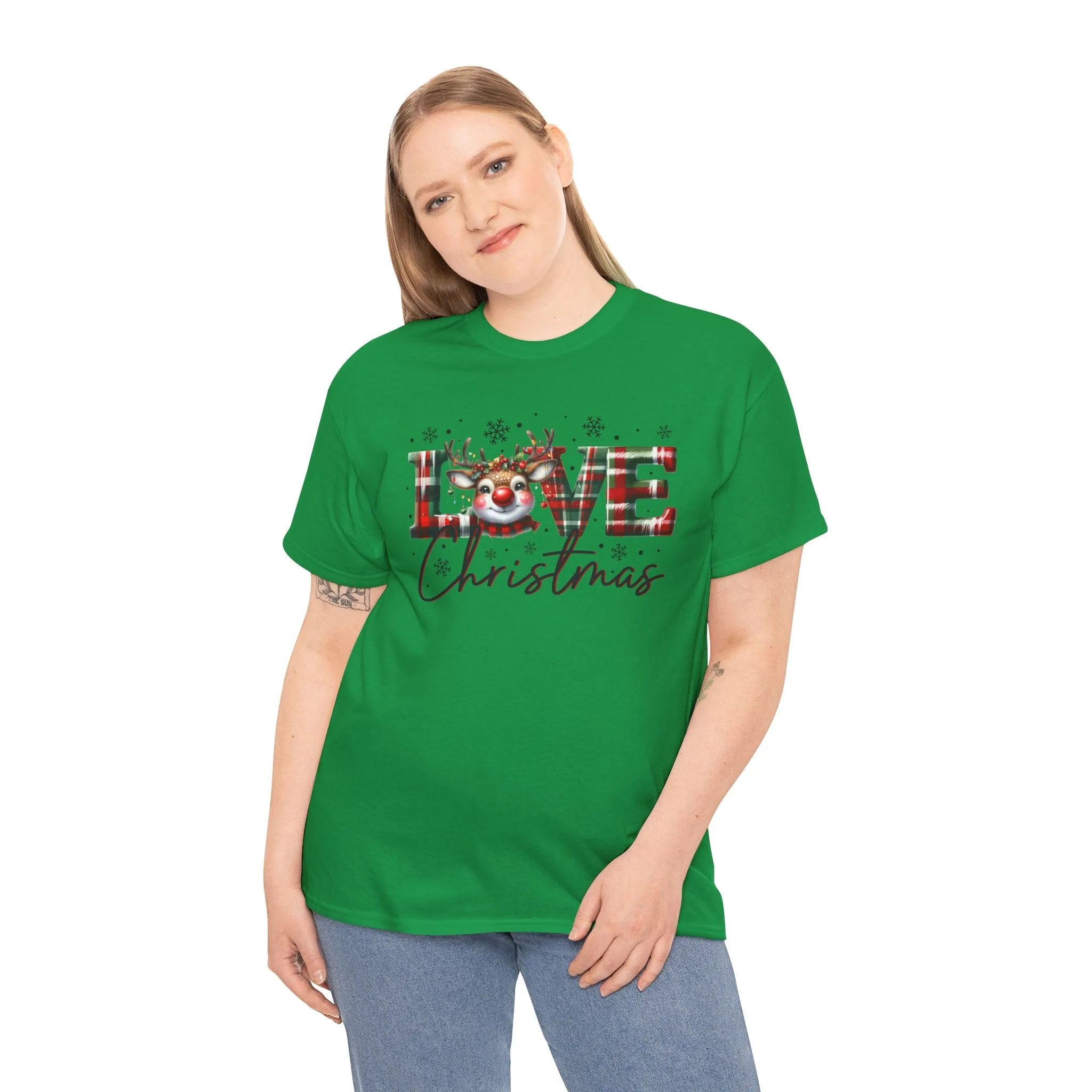 Love Christmas Heavy Cotton Tee - Festive and Comfortable Holiday Apparel