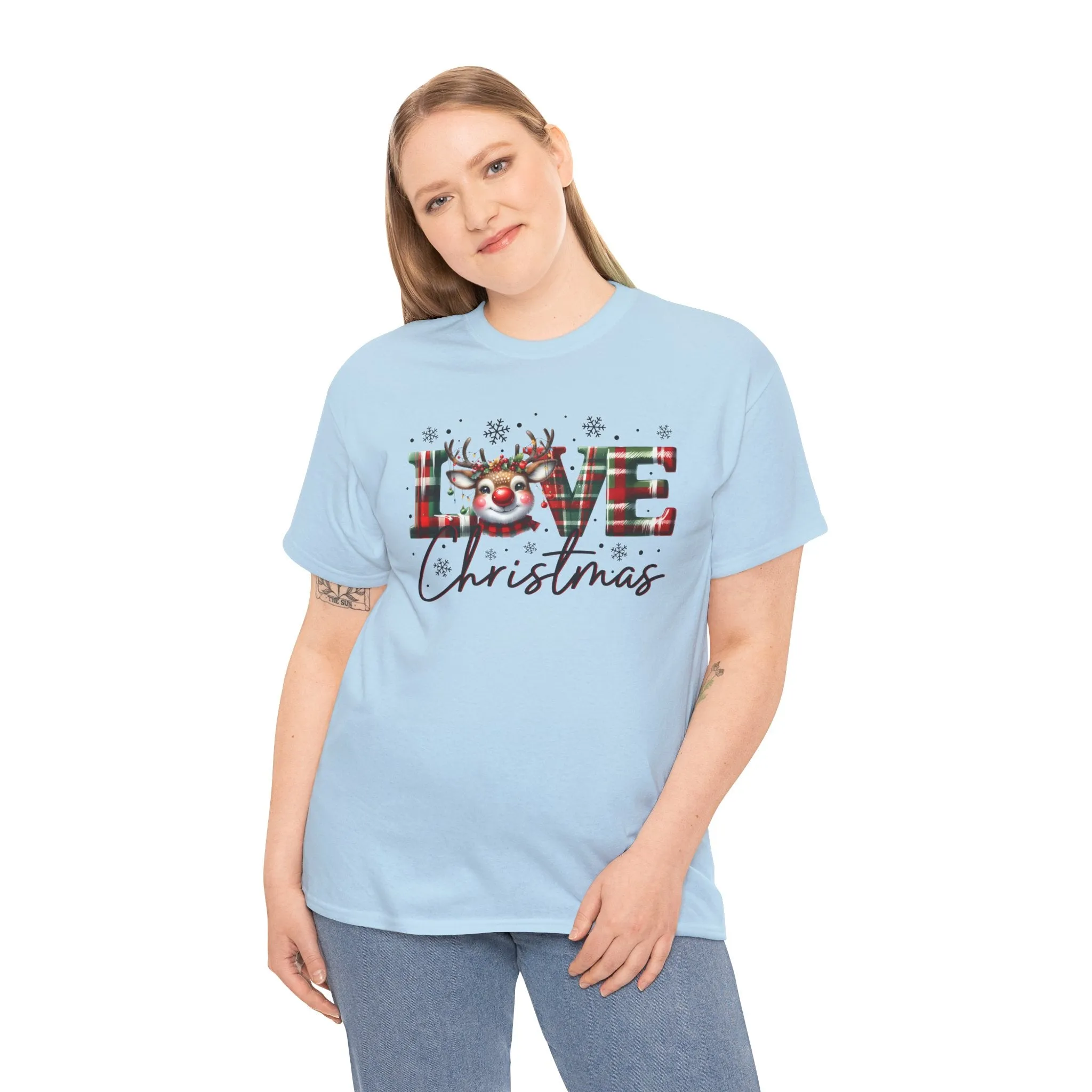 Love Christmas Heavy Cotton Tee - Festive and Comfortable Holiday Apparel
