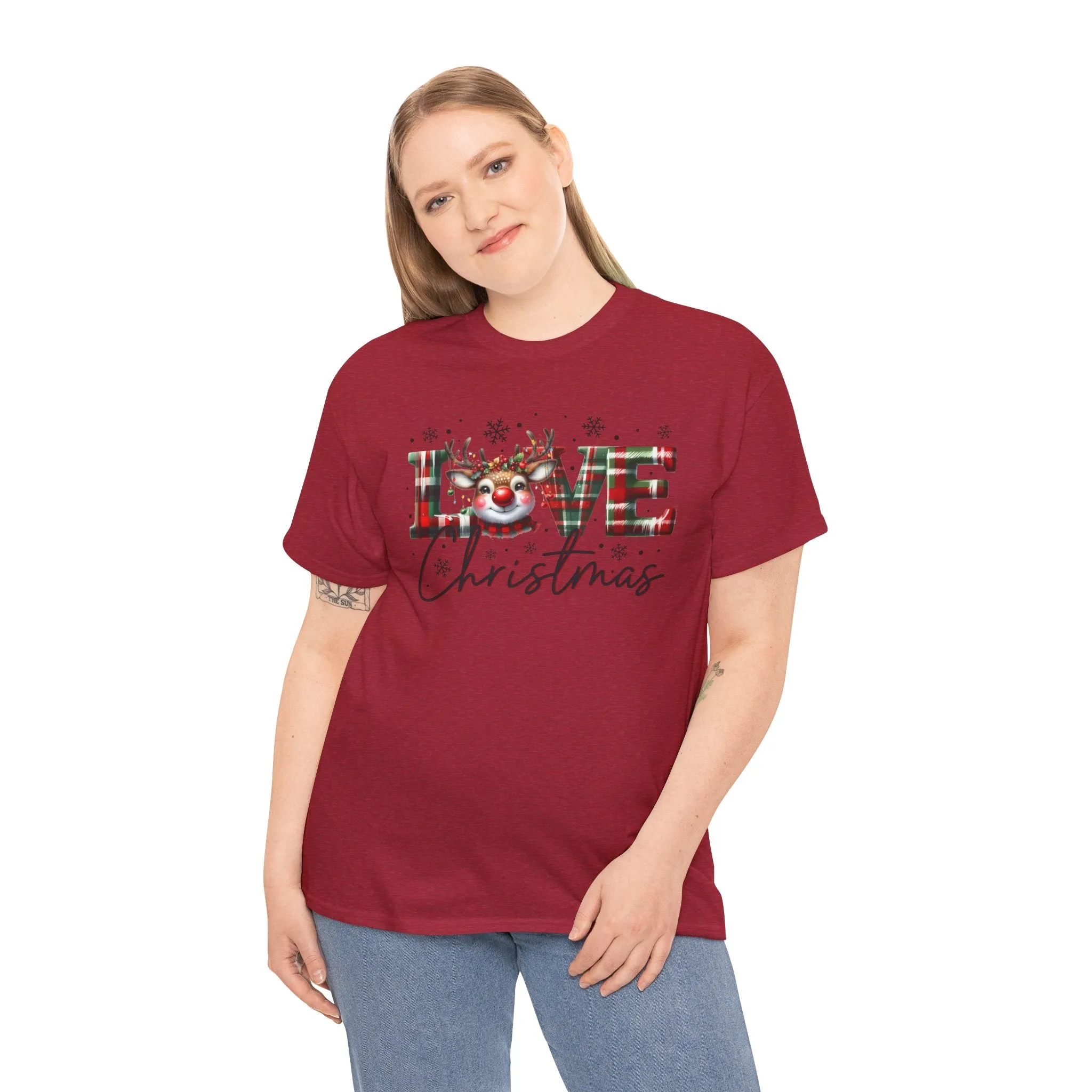 Love Christmas Heavy Cotton Tee - Festive and Comfortable Holiday Apparel