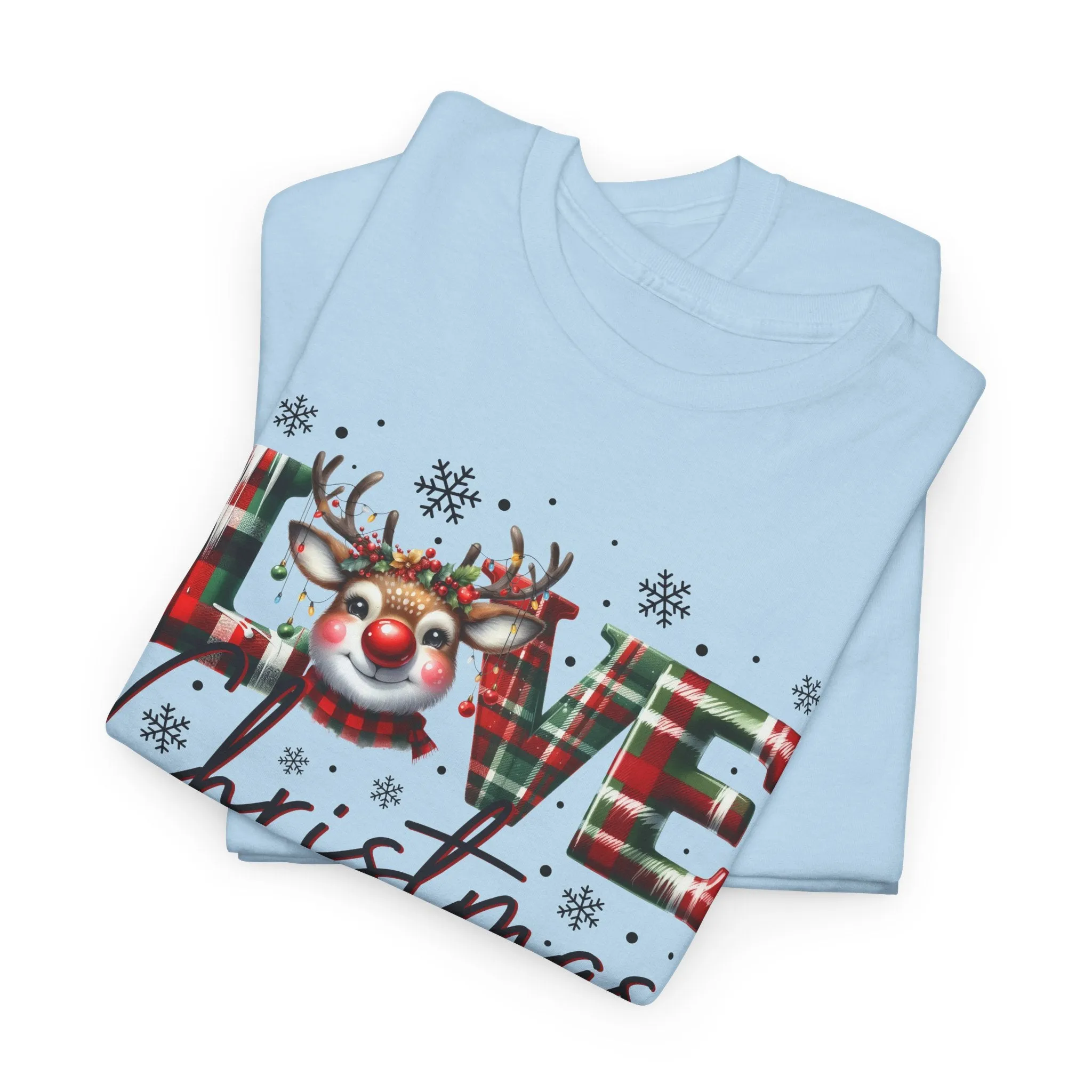 Love Christmas Heavy Cotton Tee - Festive and Comfortable Holiday Apparel