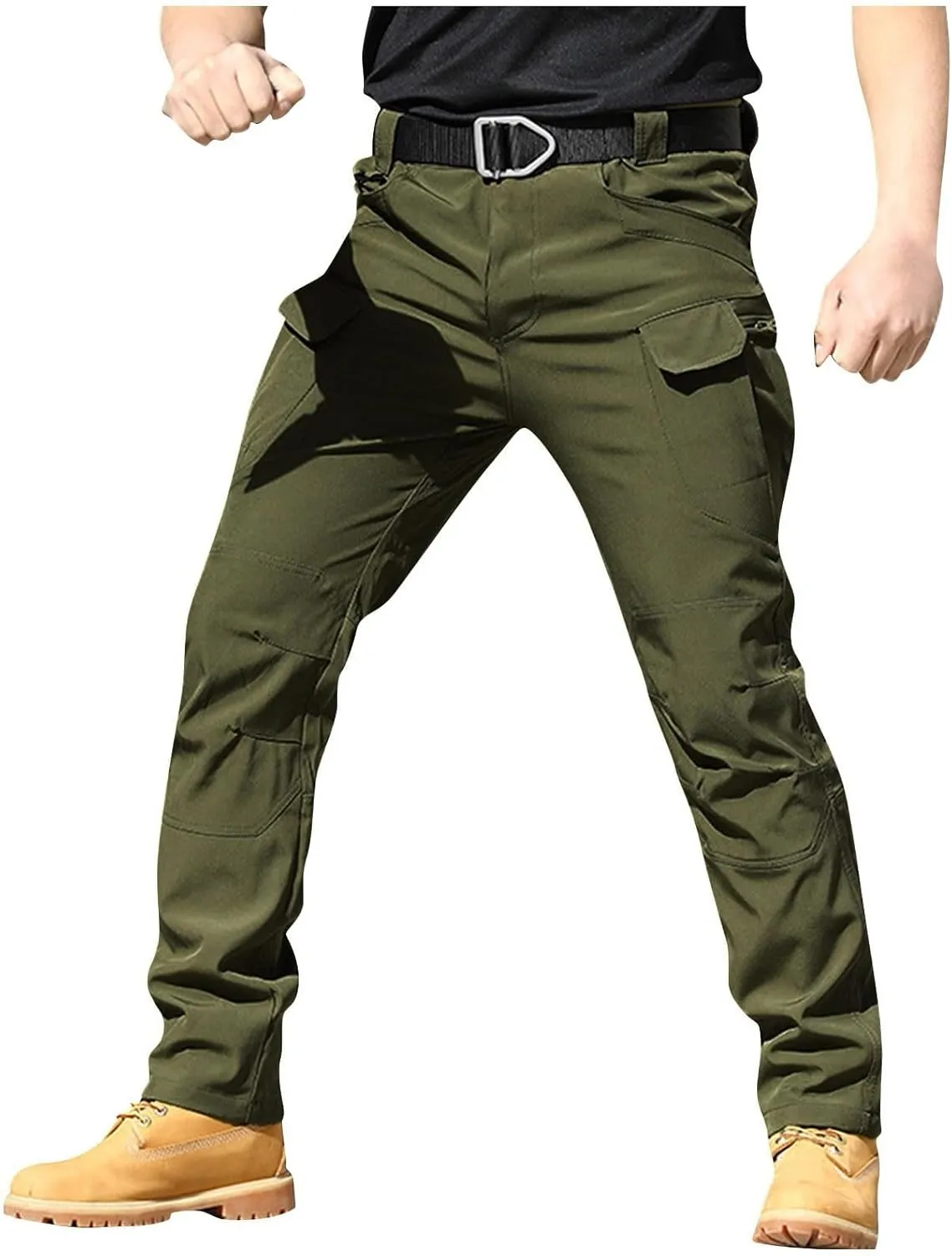 Mens Cargo Pants Work Stretch Chinos Pants Slim Fit Multi Pockets Tapered Fit Baggy Pants Workout Joggers Trousers