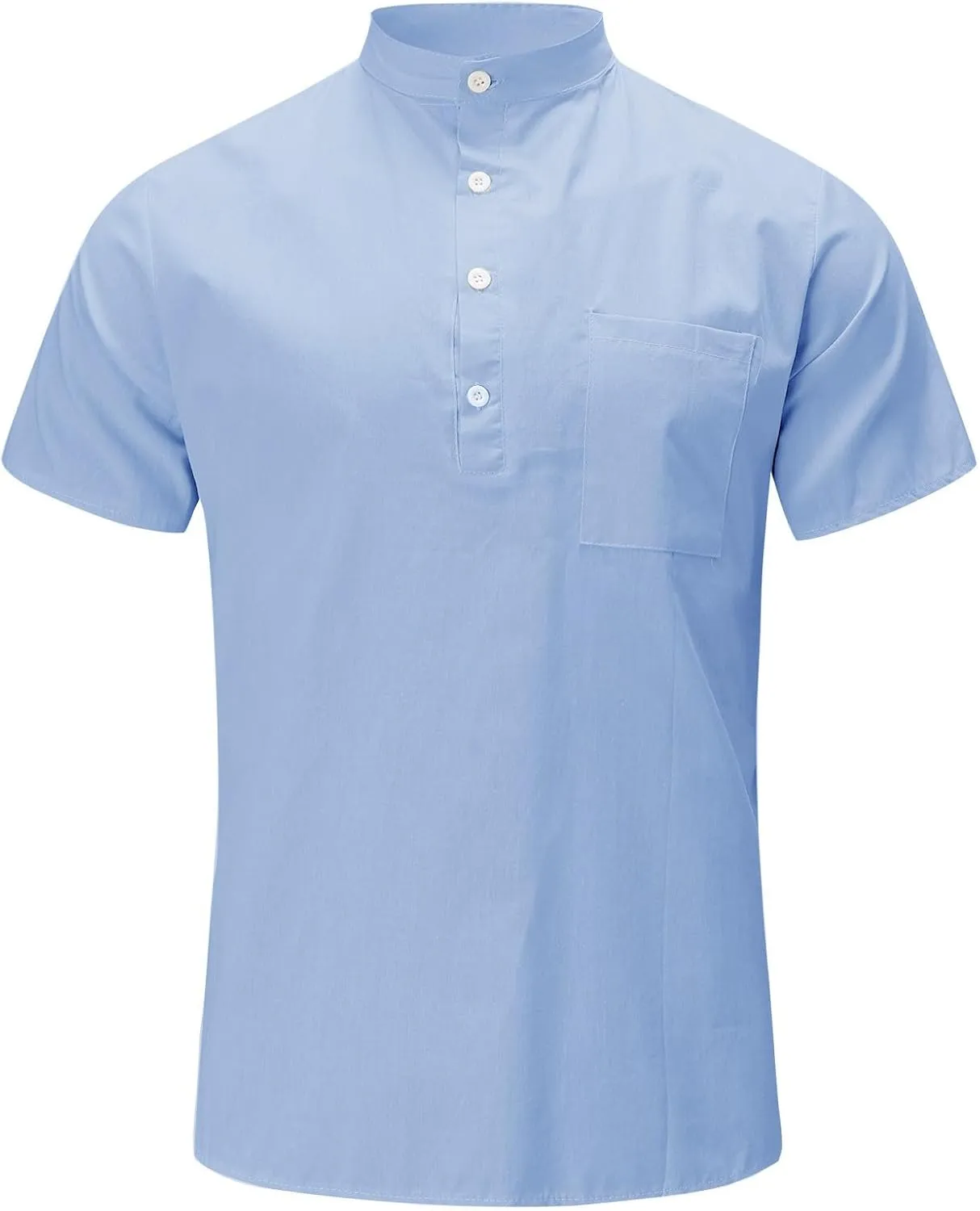 Men's Cotton Linen Tee Casual Short Sleeve V Neck Henley Shirt Quick Dry Breathable Wrinkle Summer Beach Hippie Shirts