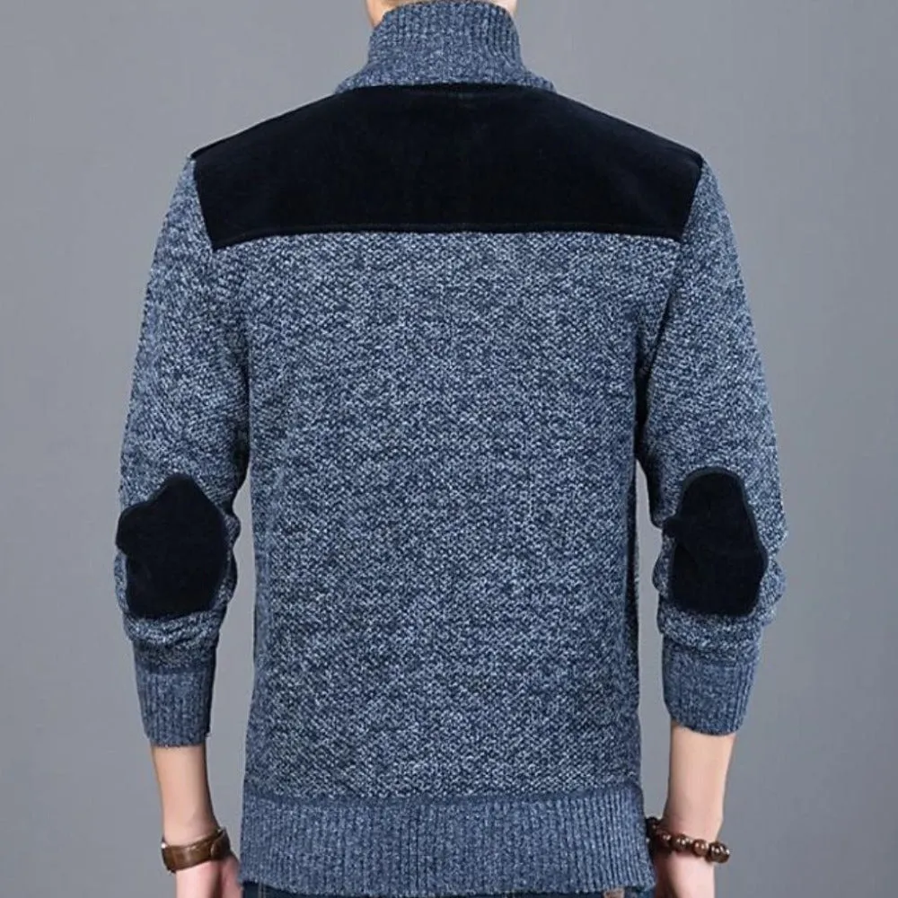 Mens Mixed-Media Zip-Up Cardigan