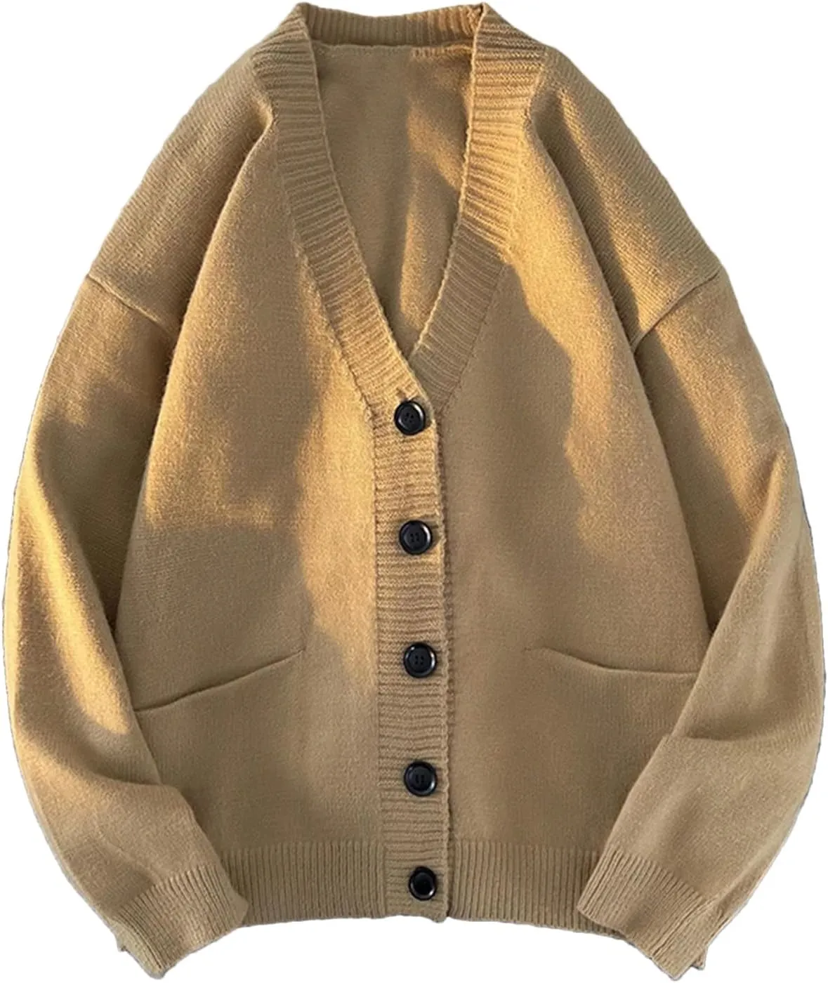 Men's Winter Fashion Casual Cardigan Ribbed V-Neck Sweater Jacket Light Jacket