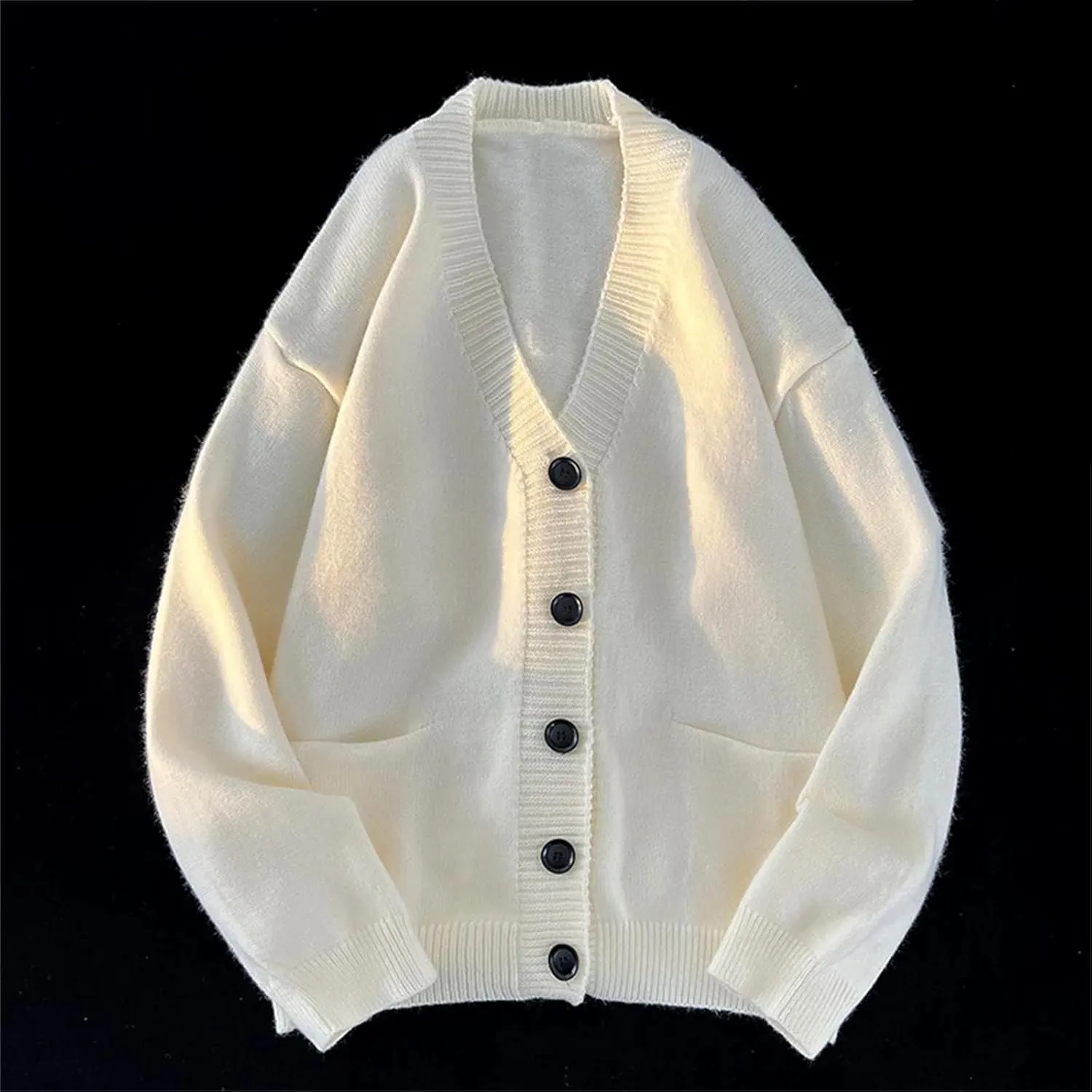 Men's Winter Fashion Casual Cardigan Ribbed V-Neck Sweater Jacket Light Jacket
