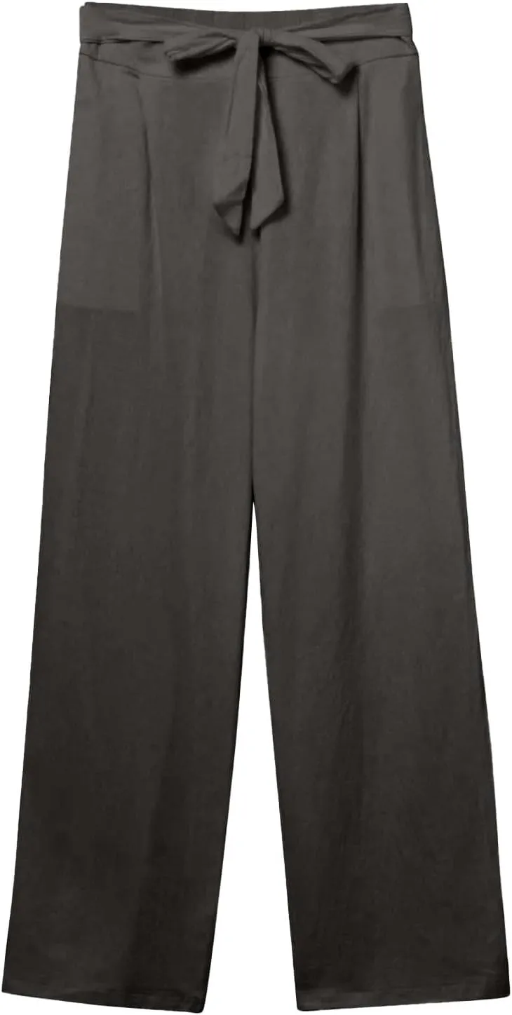 NBXNZWF Women's Cotton Linen Pants Casual Straight Leg Trousers Elastic Waist Lightweight Relaxed Fit Pants with Pockets