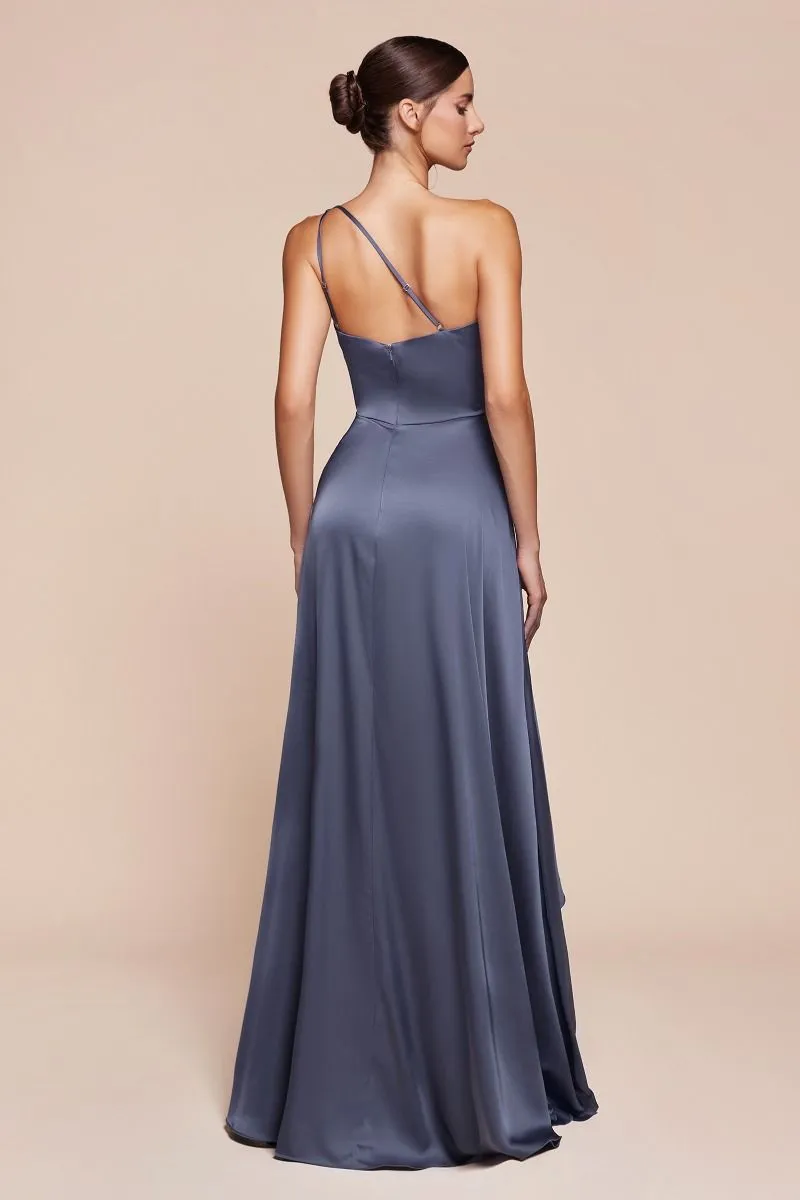 ONE SHOULDER SATIN A-LINE DRESS CD7450