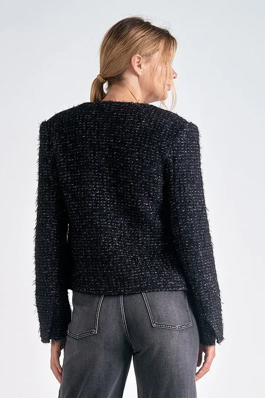 OPEN FRONT BLAZER-BLACK/SILVER