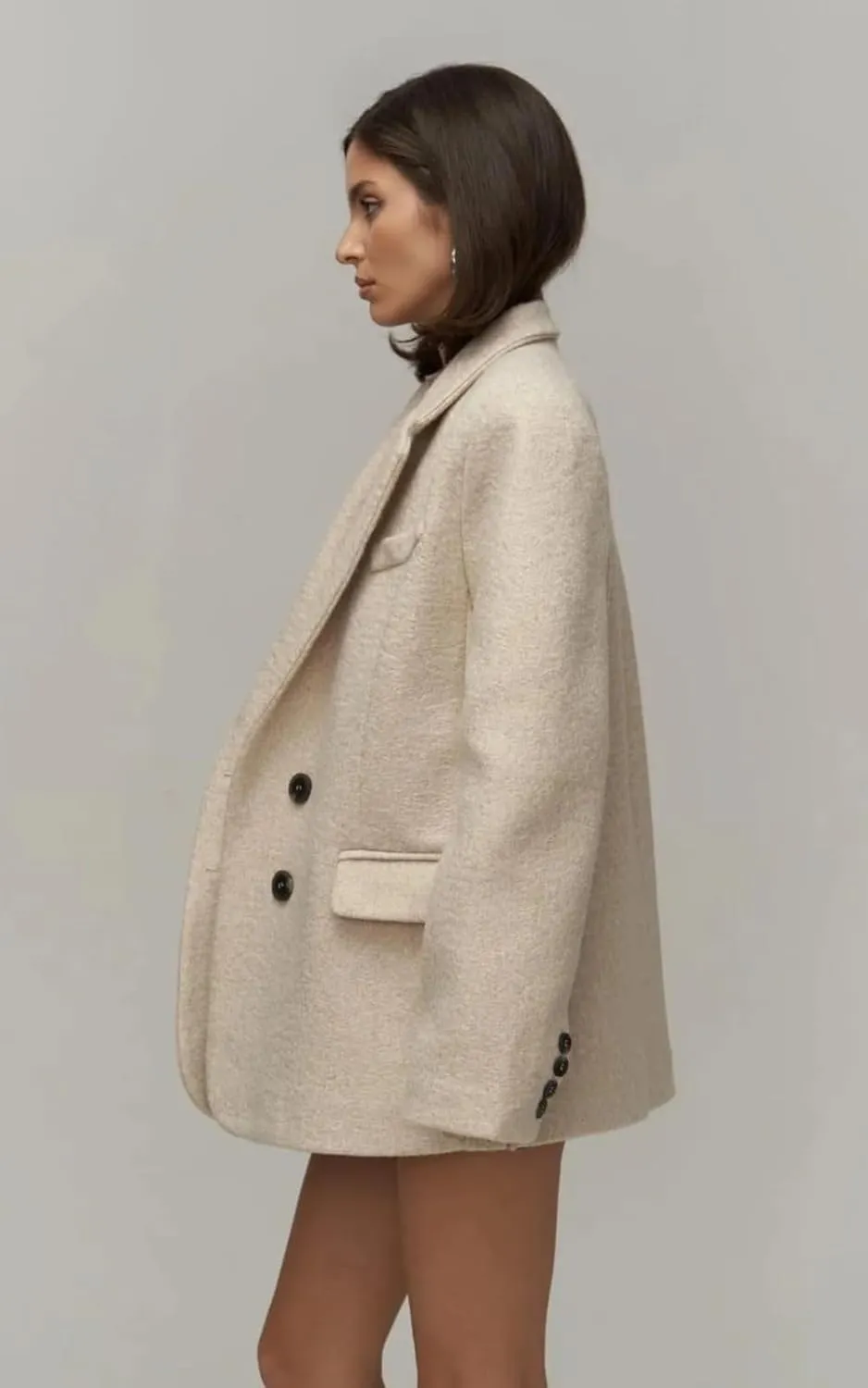 PIRAL Women's Enzo Oversized Wool Blazer Jacket - Soft Wool Blend, Double-Breasted, Relaxed Fit, Perfect for Layering