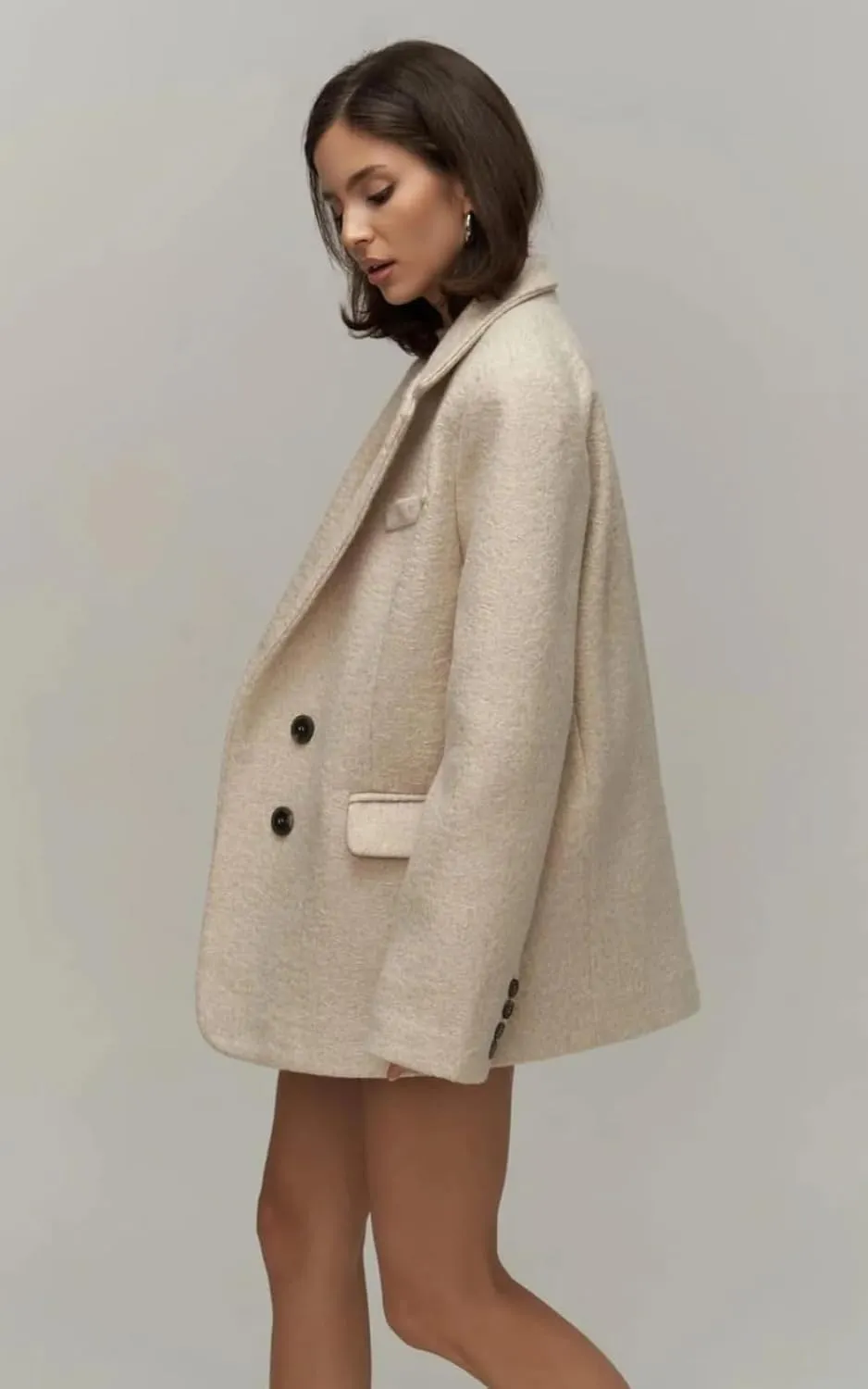 PIRAL Women's Enzo Oversized Wool Blazer Jacket - Soft Wool Blend, Double-Breasted, Relaxed Fit, Perfect for Layering
