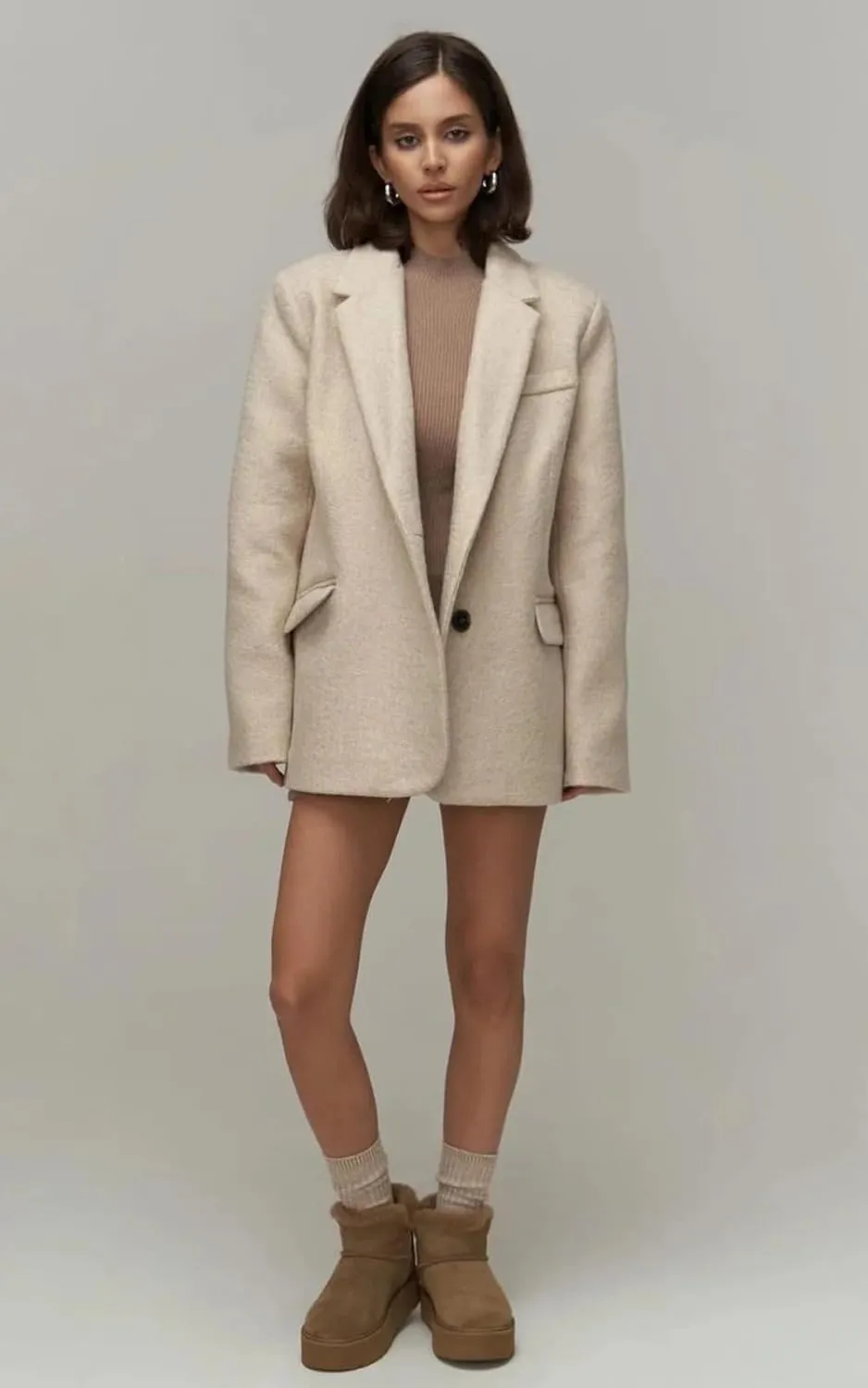 PIRAL Women's Enzo Oversized Wool Blazer Jacket - Soft Wool Blend, Double-Breasted, Relaxed Fit, Perfect for Layering