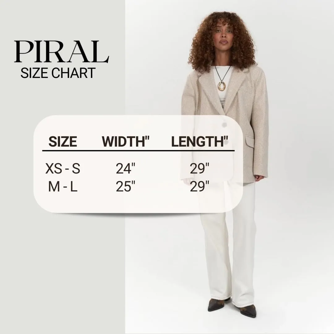 PIRAL Women's Enzo Oversized Wool Blazer Jacket - Soft Wool Blend, Double-Breasted, Relaxed Fit, Perfect for Layering