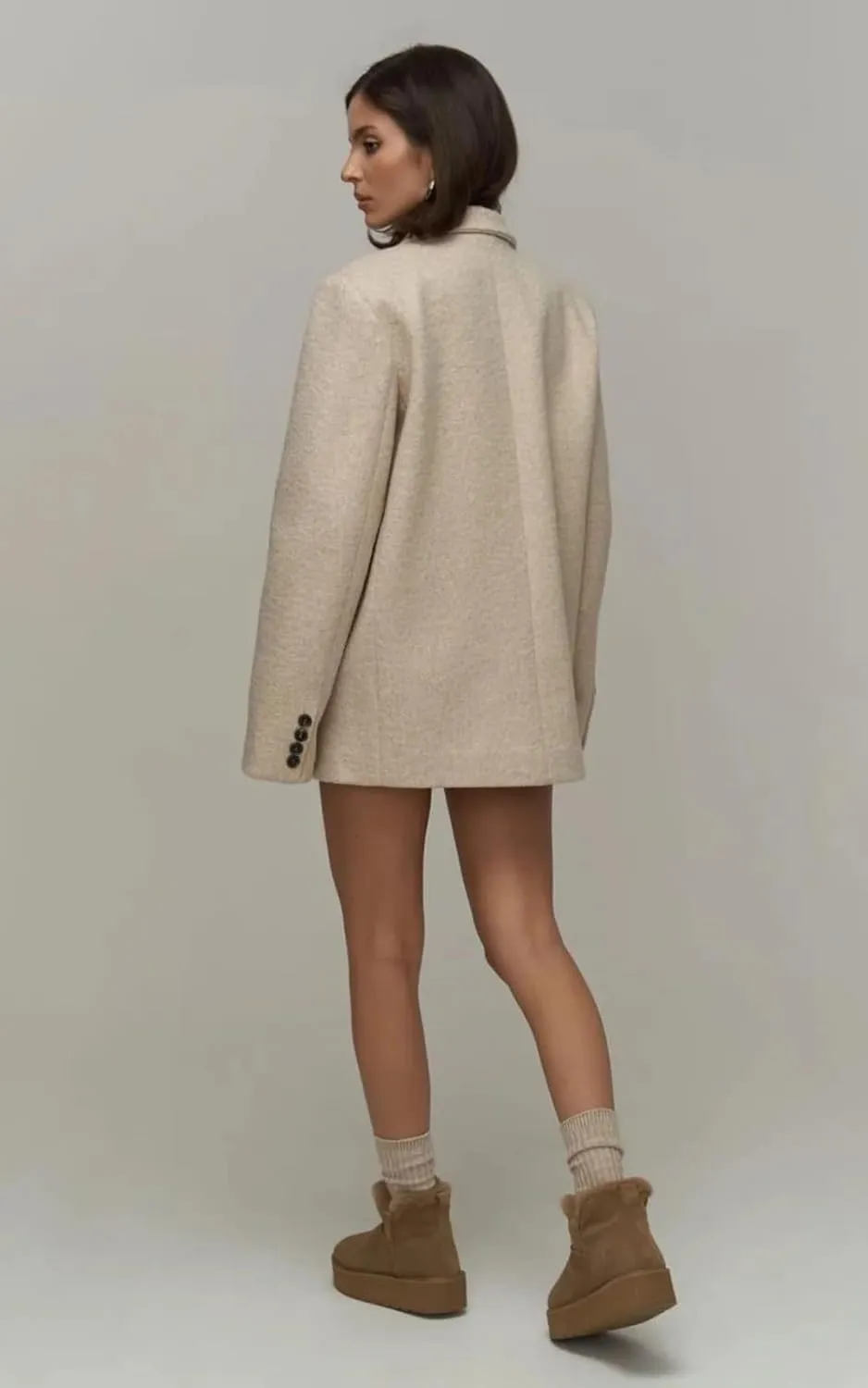 PIRAL Women's Enzo Oversized Wool Blazer Jacket - Soft Wool Blend, Double-Breasted, Relaxed Fit, Perfect for Layering
