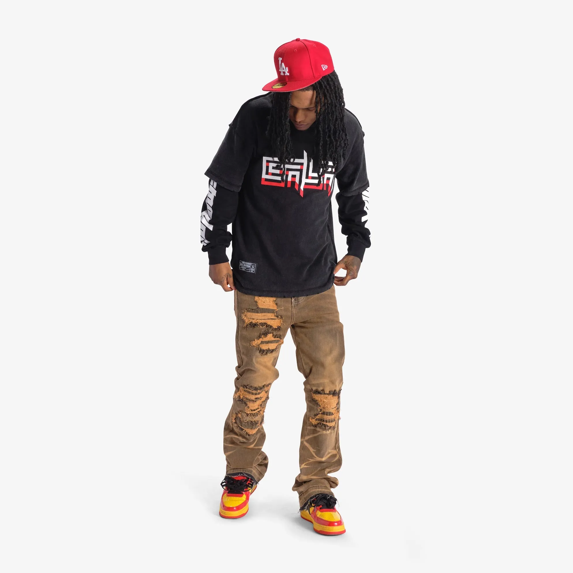 "RED HEADACHE" L/S TEE (BLACK/BLACK)