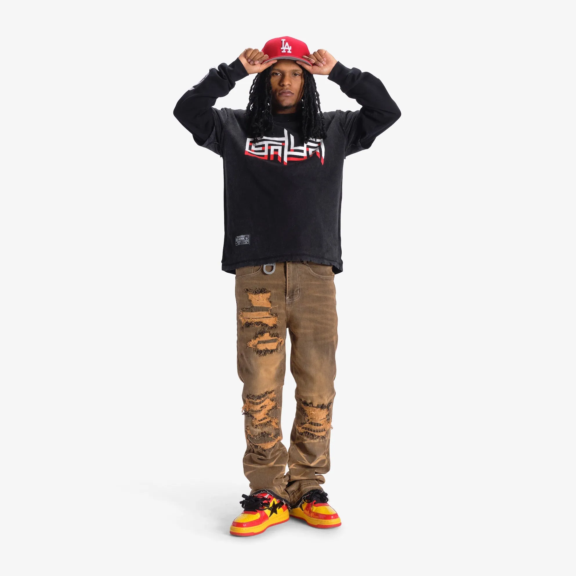 "RED HEADACHE" L/S TEE (BLACK/BLACK)