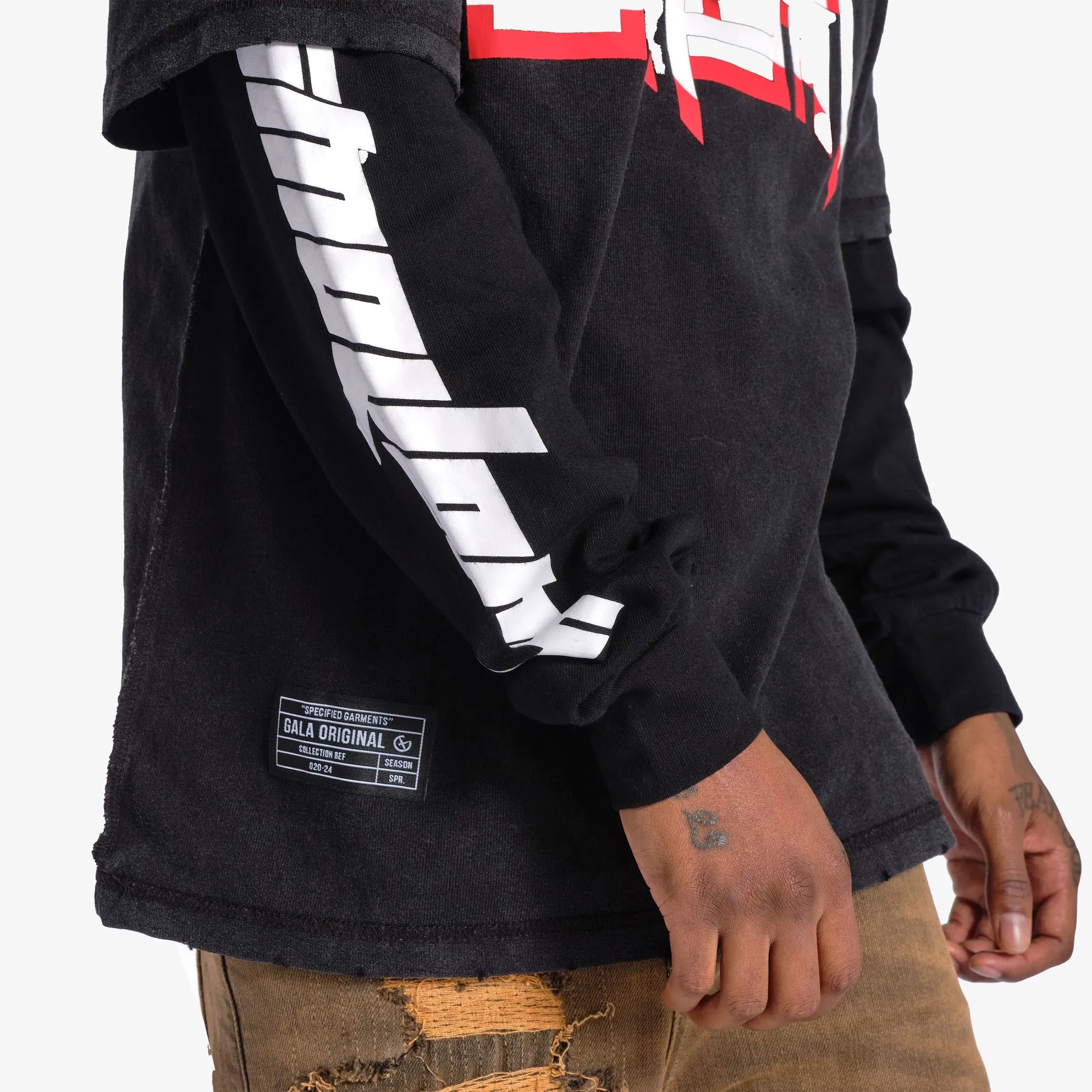 "RED HEADACHE" L/S TEE (BLACK/BLACK)