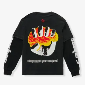 "RED HEADACHE" L/S TEE (BLACK/BLACK)